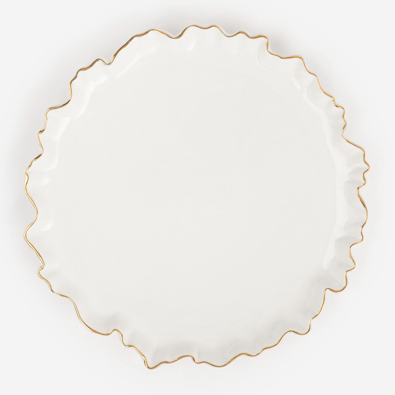 Dinner plate, 25 cm, porcelain P, with golden edging, Crumpled effect, Crumple gold