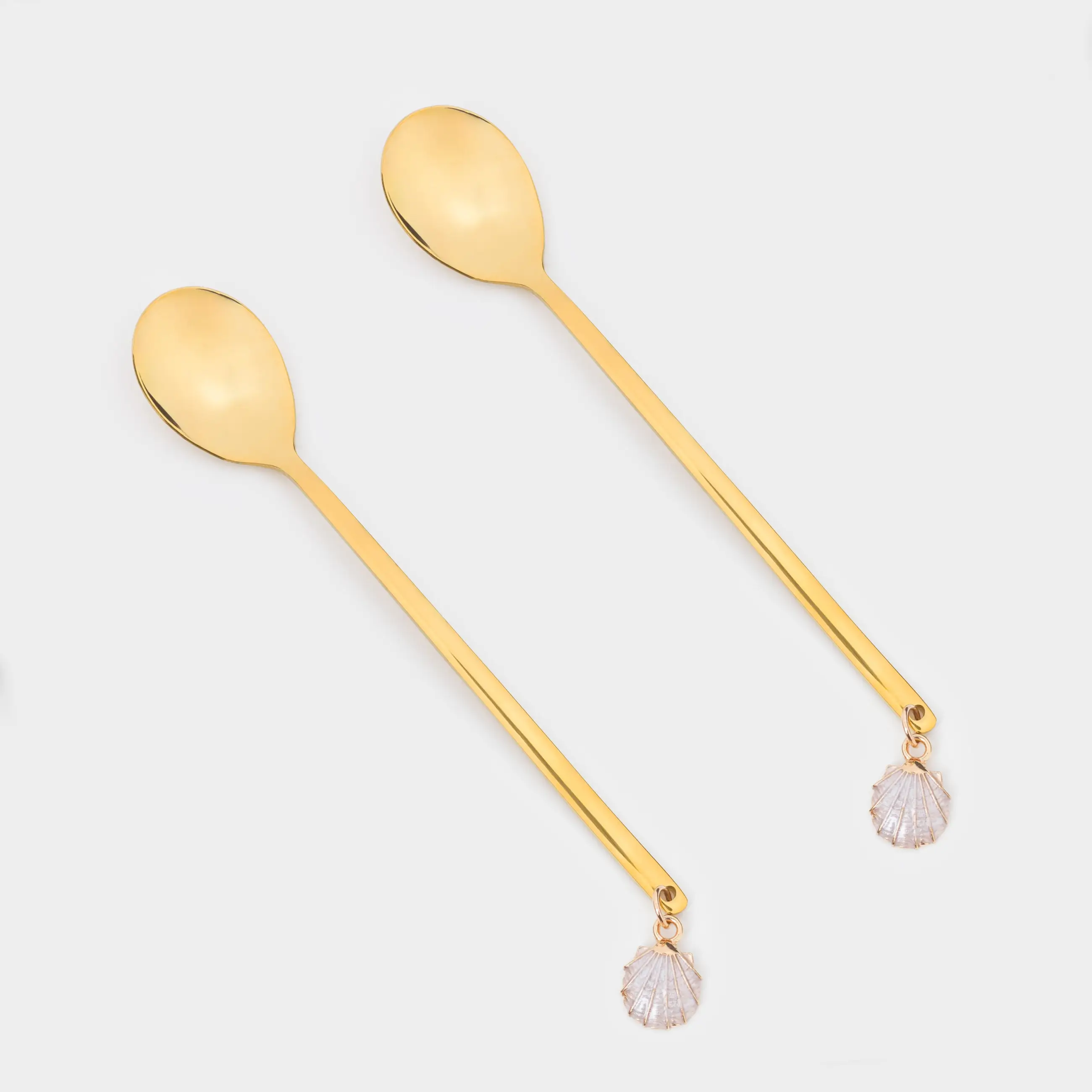 Dessert spoon, 14 cm, 2 pcs, steel, golden, Shell, Seaside, image-0