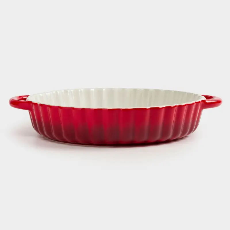 Baking dish, 25 cm, ceramic, round, burgundy, Gradient, Cakes gradient