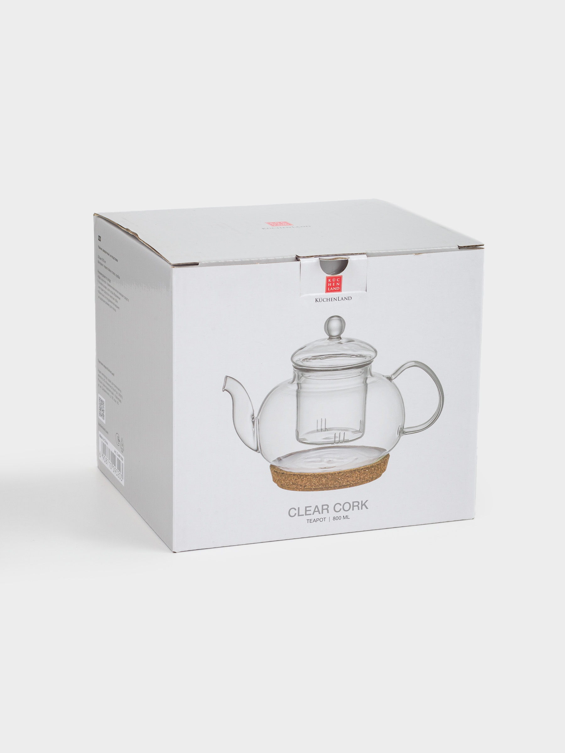 Teapot, 800 ml, on a stand, glass B / cork, Clear cork, image-4