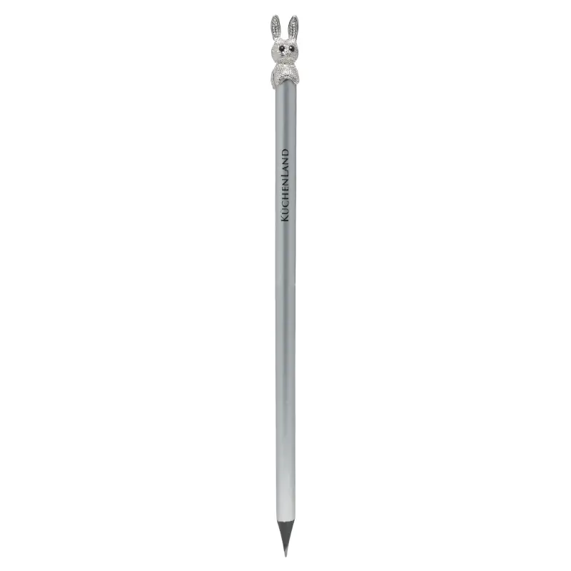 Ballpoint pen, 14 cm, with figure, silver, Hare, Draw figure ,image-0