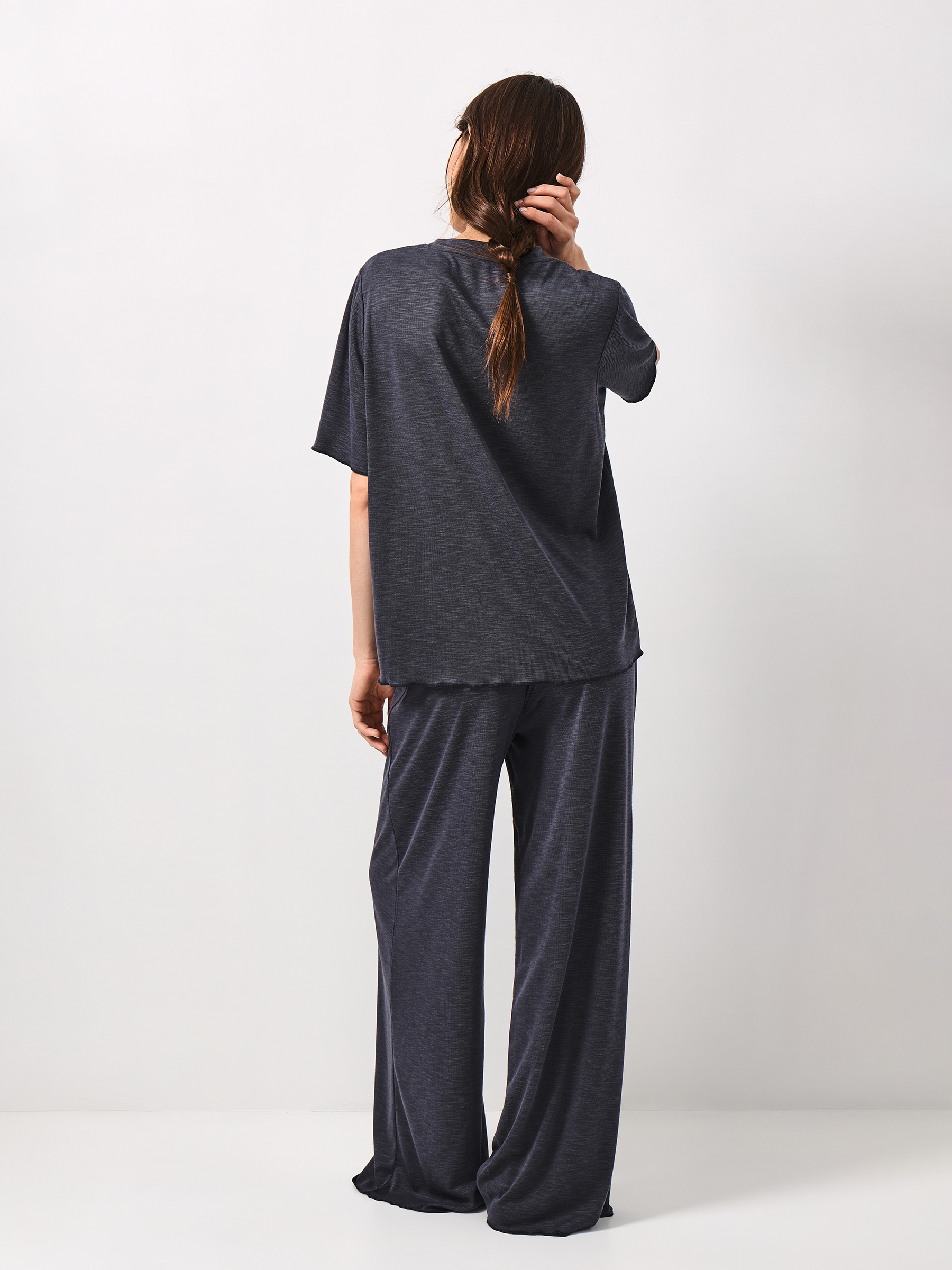 Women's T-shirt, size S, modal / polyester, dark grey, Savina, image-4