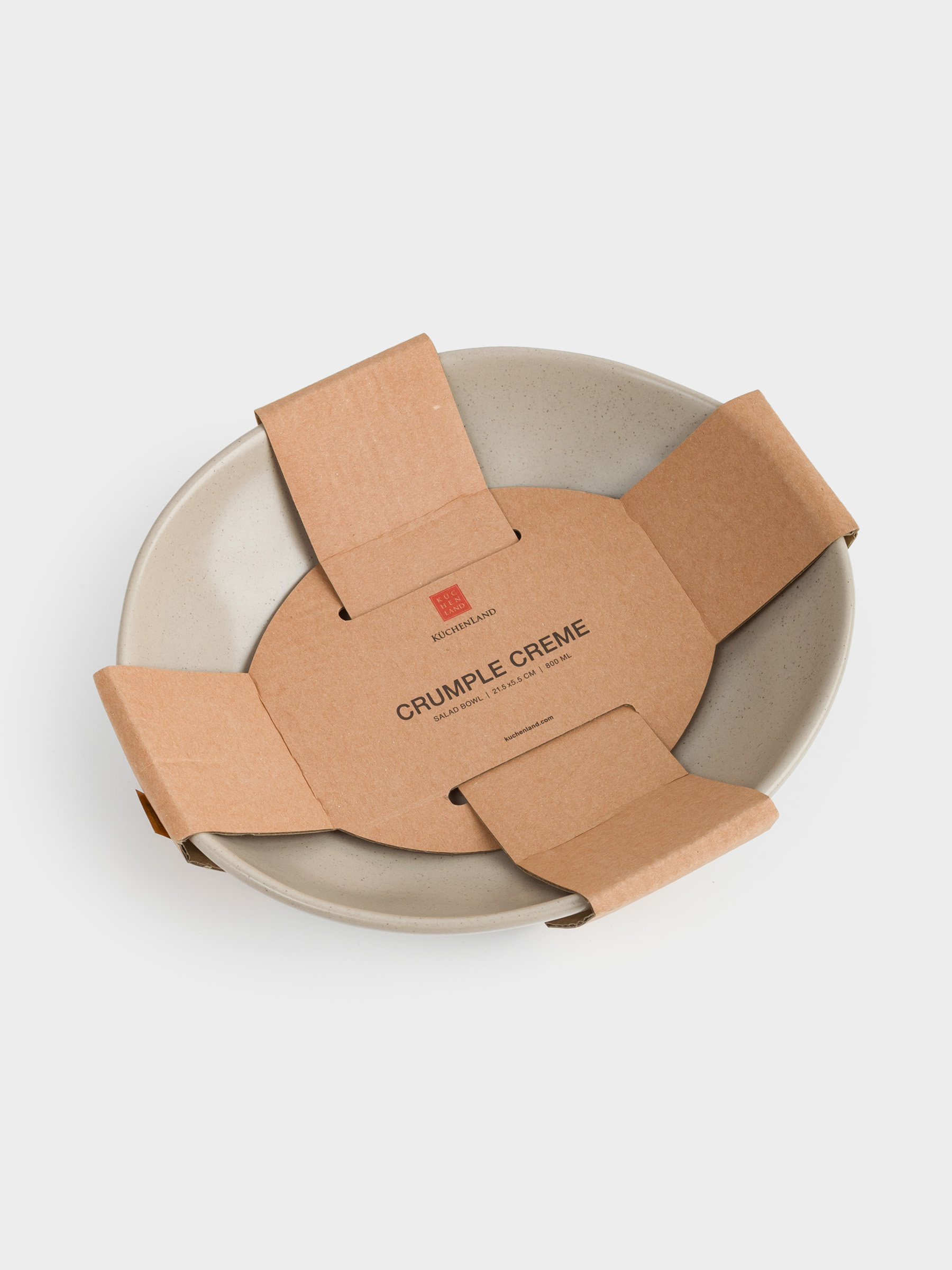 Salad bowl, 22x6 cm, 800 ml, ceramic, beige, Crumpled effect, Crumple creme, image-5