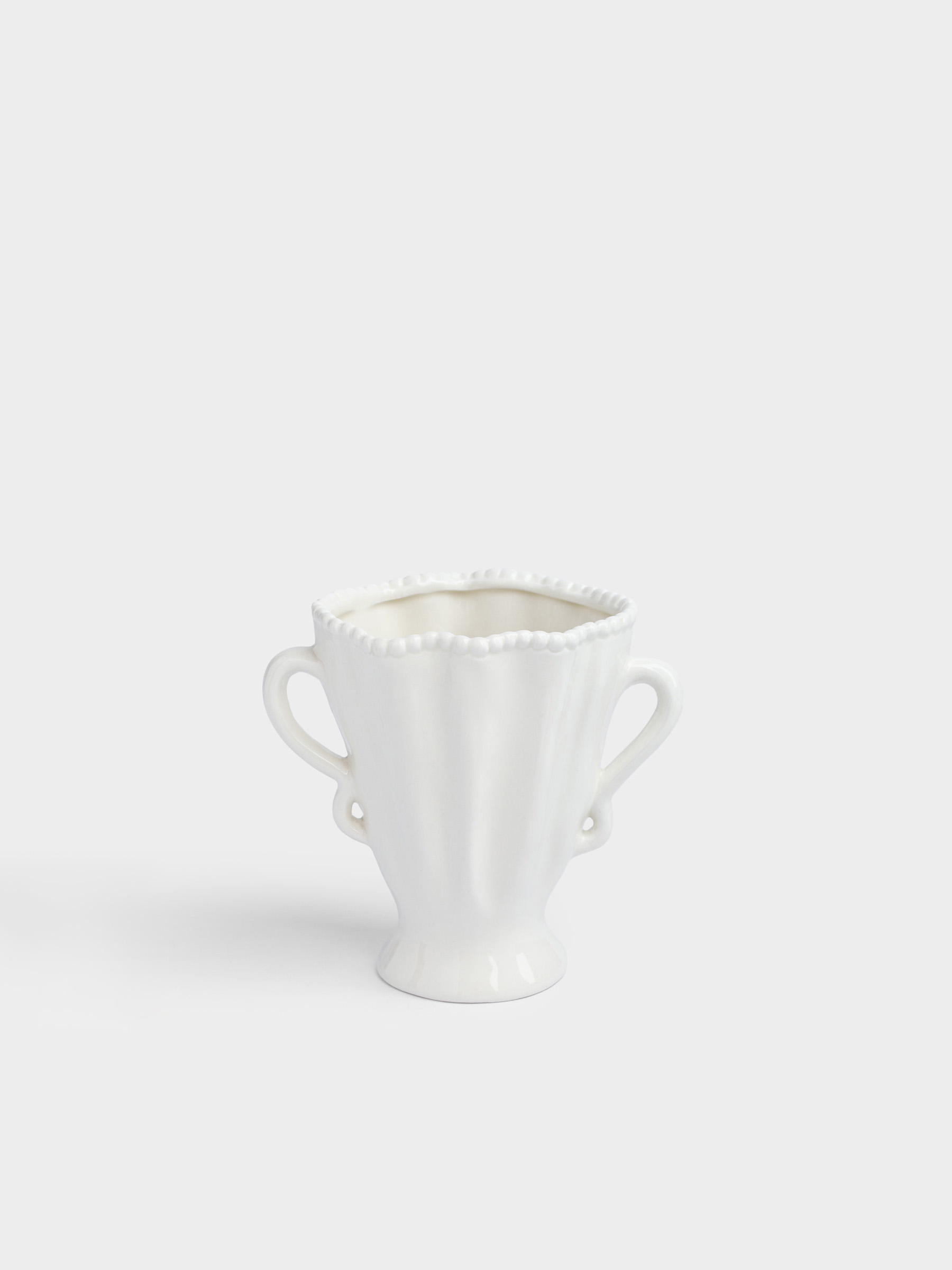 Flower vase, 16 cm, with handles, ceramic, milky, Dots, Crumple grace