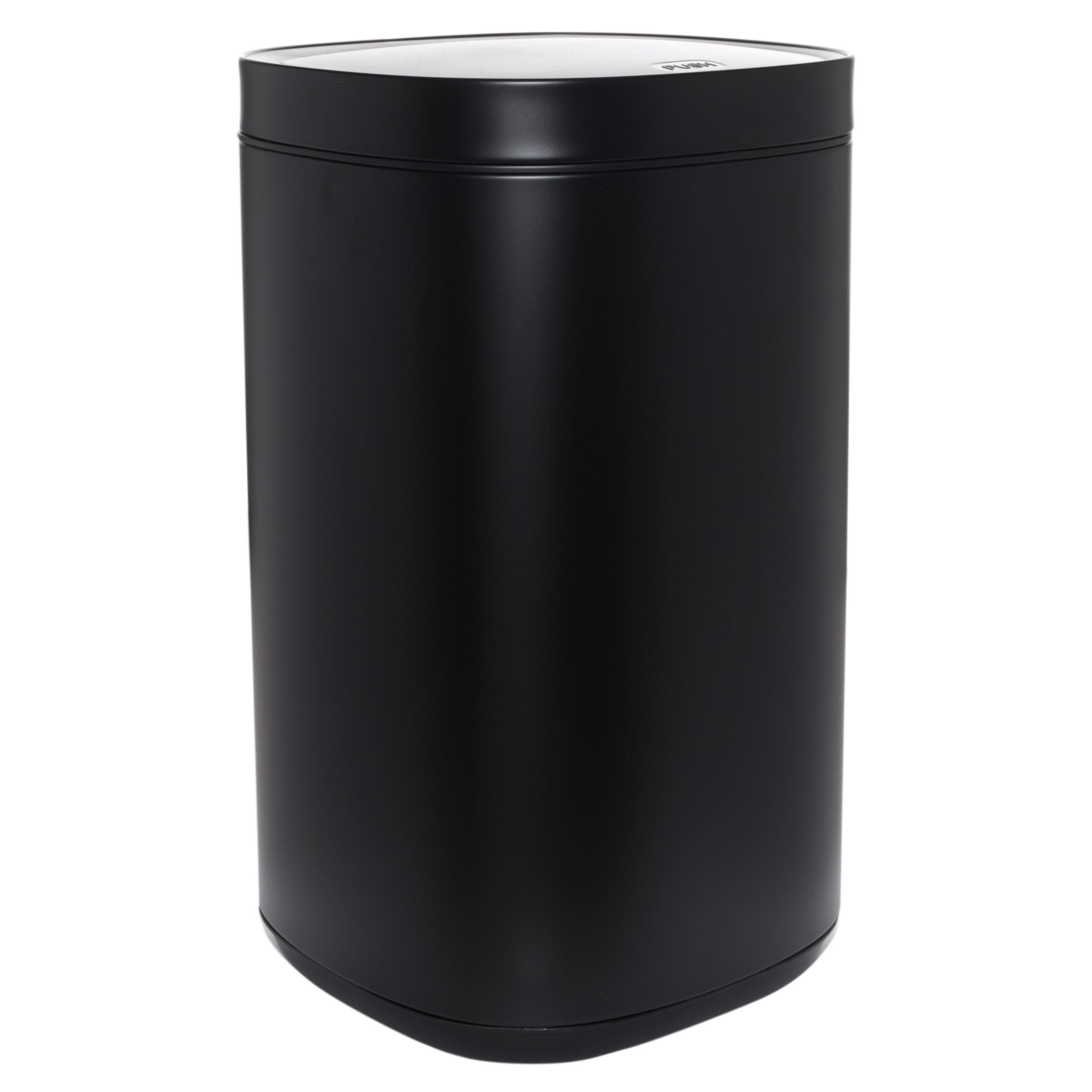 Trash can, 30 l, with lid opening button, metal / plastic, black, Total white, image-0