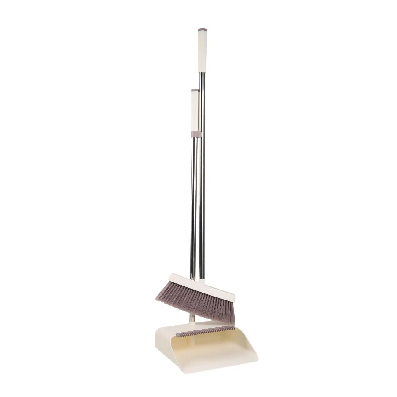 Garbage brush, with dustpan, 92 cm, plastic / steel, white and purple, Sweep, image-0