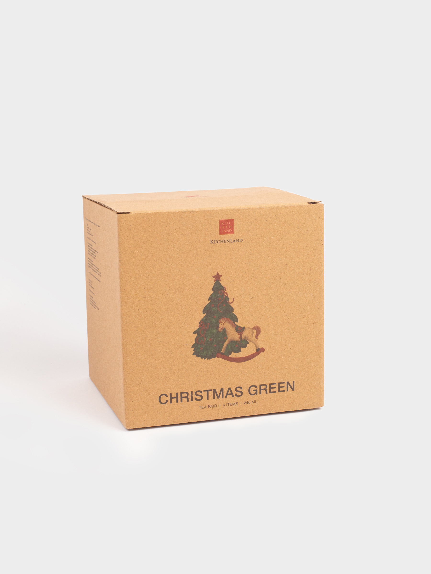 Tea pair, 240 ml, 2 persons, 4 items, ceramic, Christmas tree with bows/Horse, Christmas green, image-7