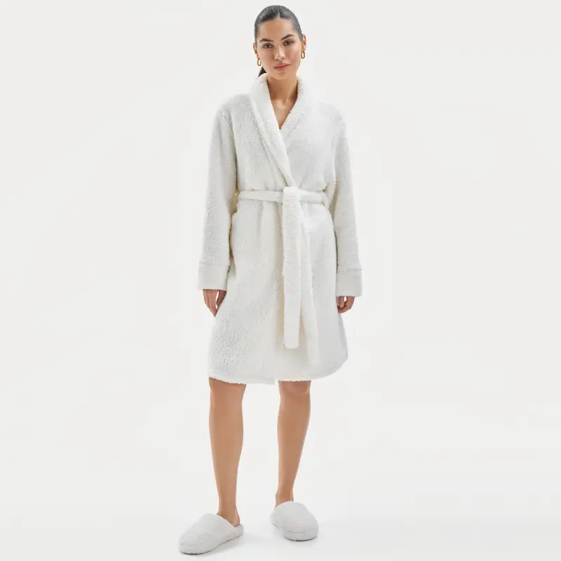 Robe for women, home, R. S, long sleeve, sherpa, milk, lola ,image-0