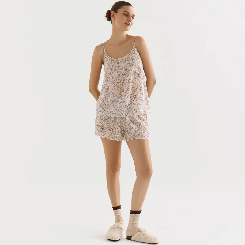 Women's shorts, homewear, size L, viscose / nylon, milky, Dots, Odelia ,image-0