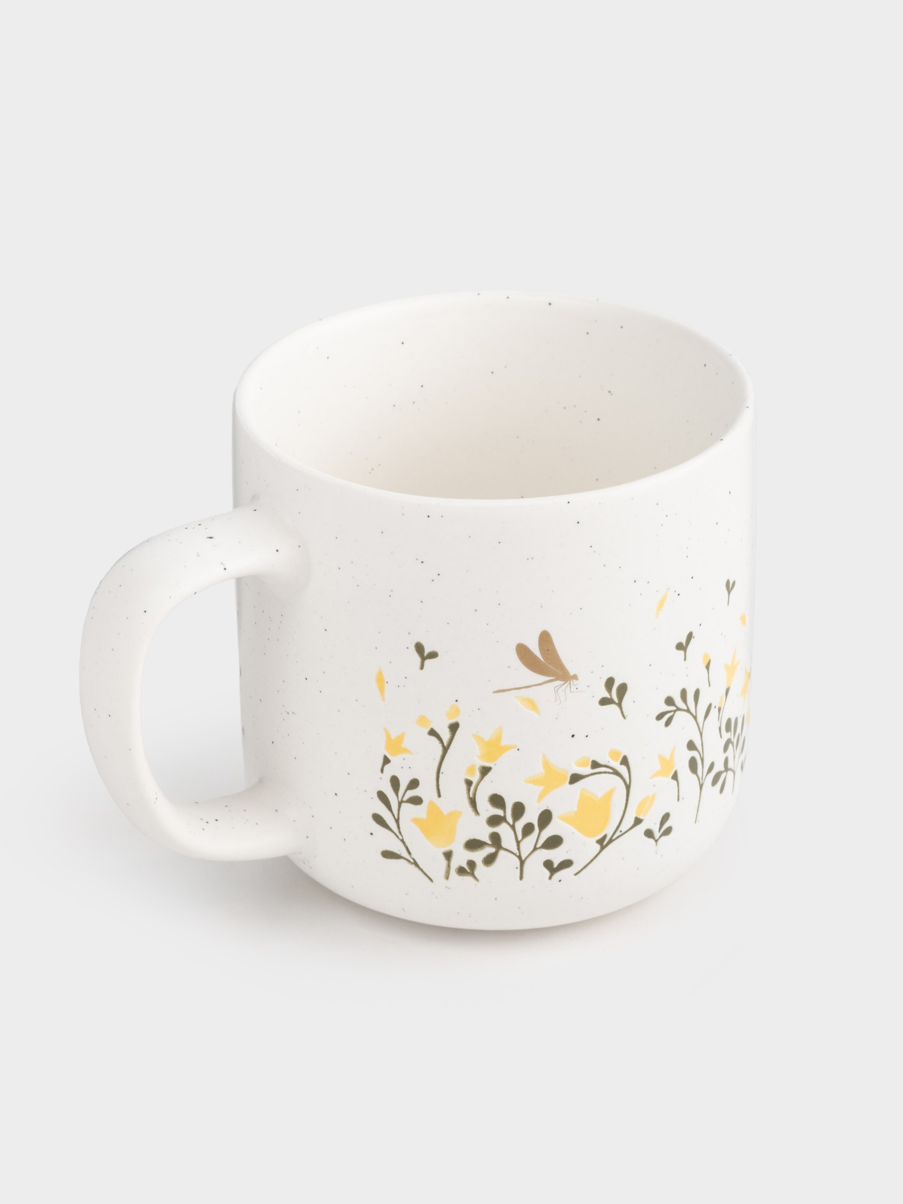 Mug, 400 ml, porcelain N, white, speckled, wildflowers, Meadow speckled, image-1