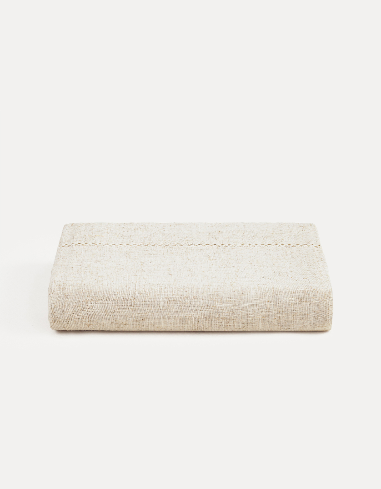 Tablecloth, 160x160 cm, polyester / linen, beige, Hemstitch