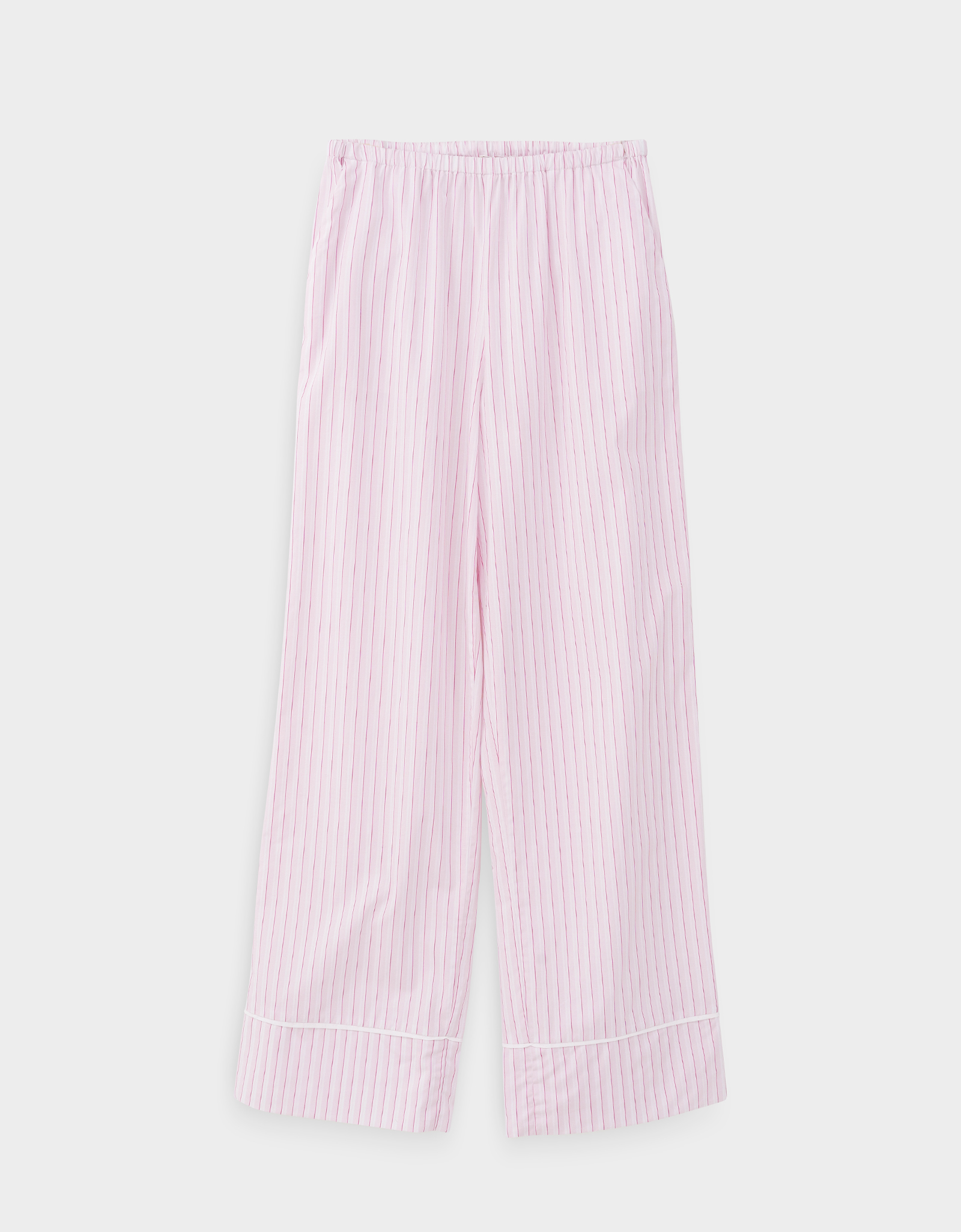 Women's trousers, homewear, size L, cotton, white and pink, Stripe, Sheria, image-7