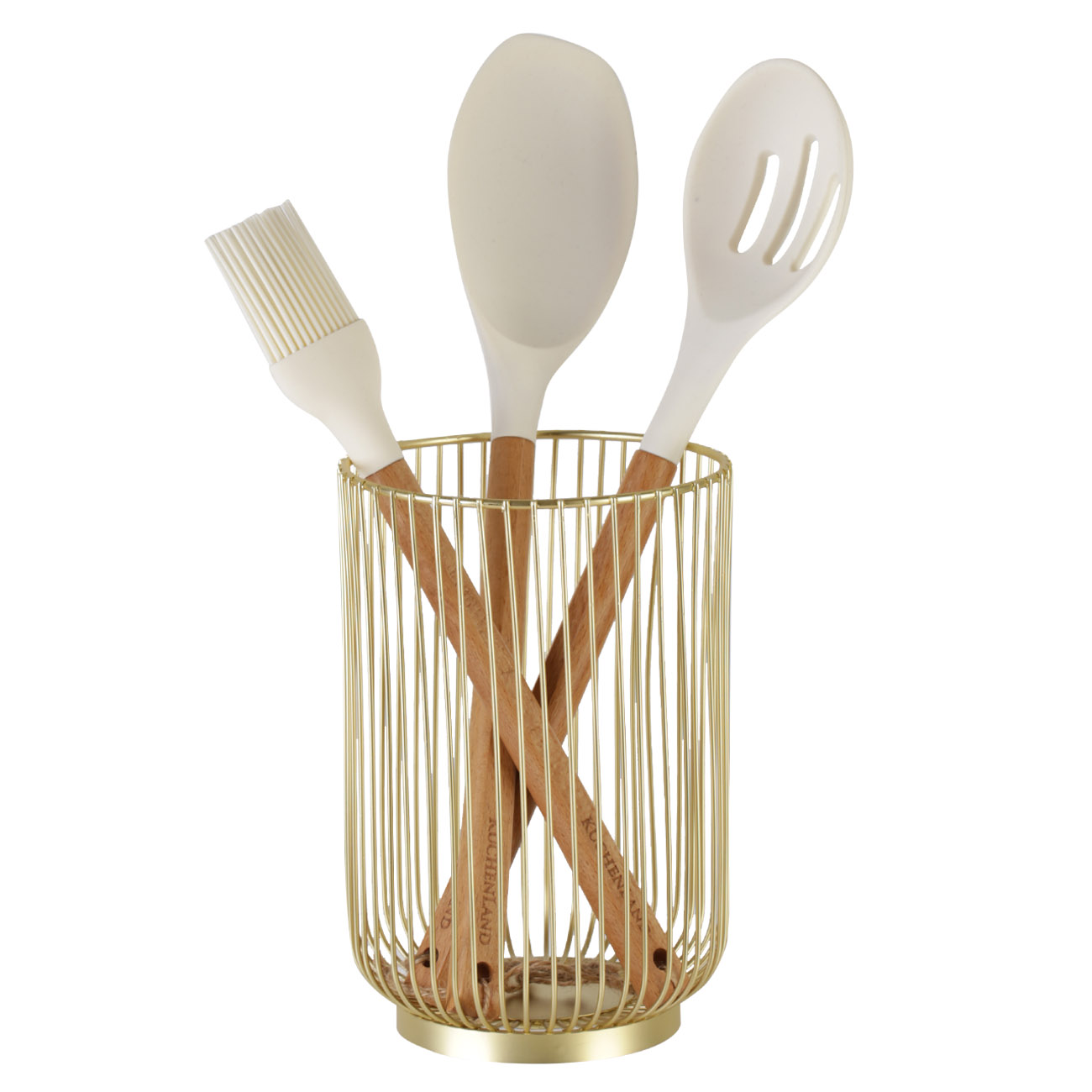 Stand for kitchen accessories, 18 cm, metal, gold, Twist gold