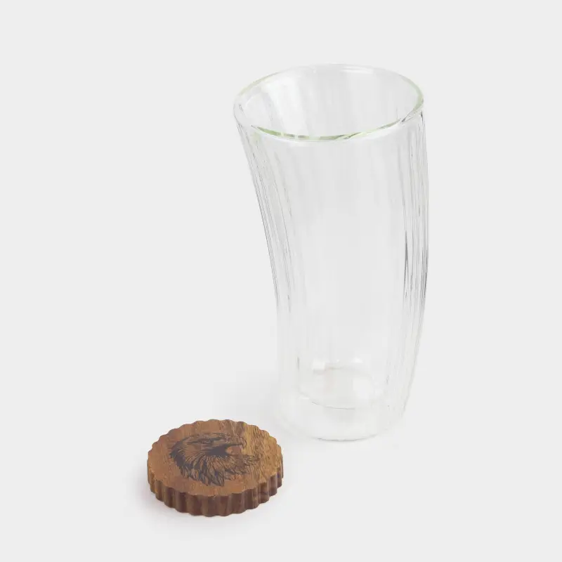 Drink set, 1 person, 2 items, with bottle opener, Glass / wood / metal, Air ribby ,image-0