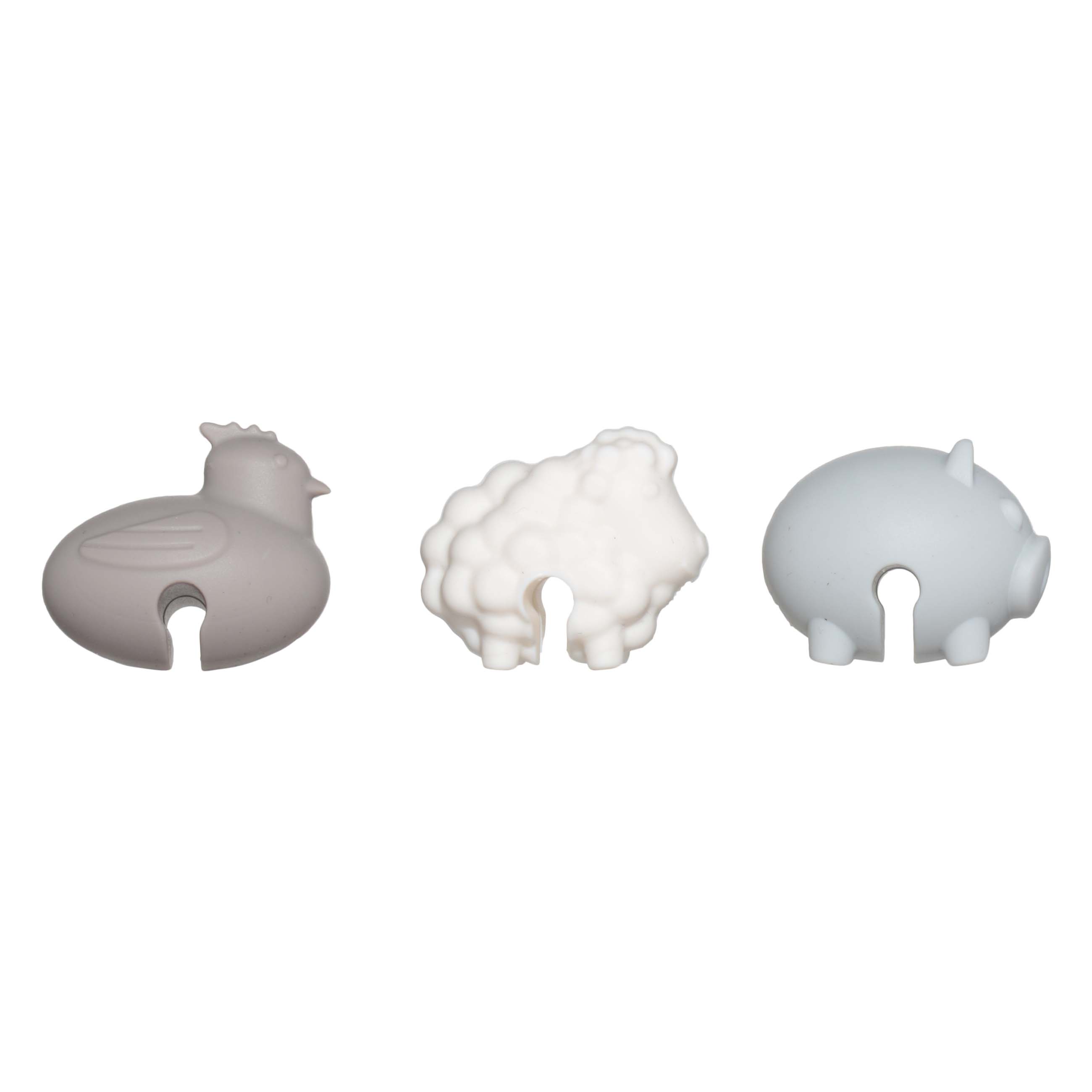 Pot lid holder, 3 pcs, Silicone, Mix, Animals, Soft kitchen
