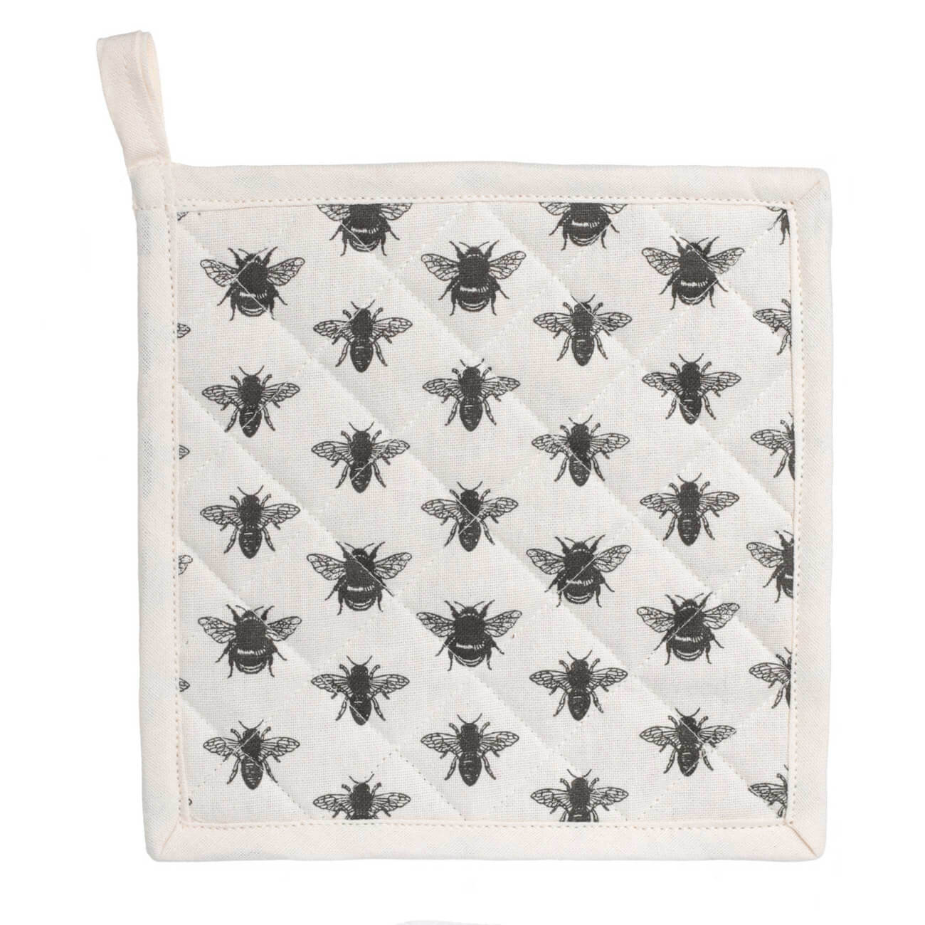 Potholder, 20x20 cm, cotton, beige, Bees, Honey