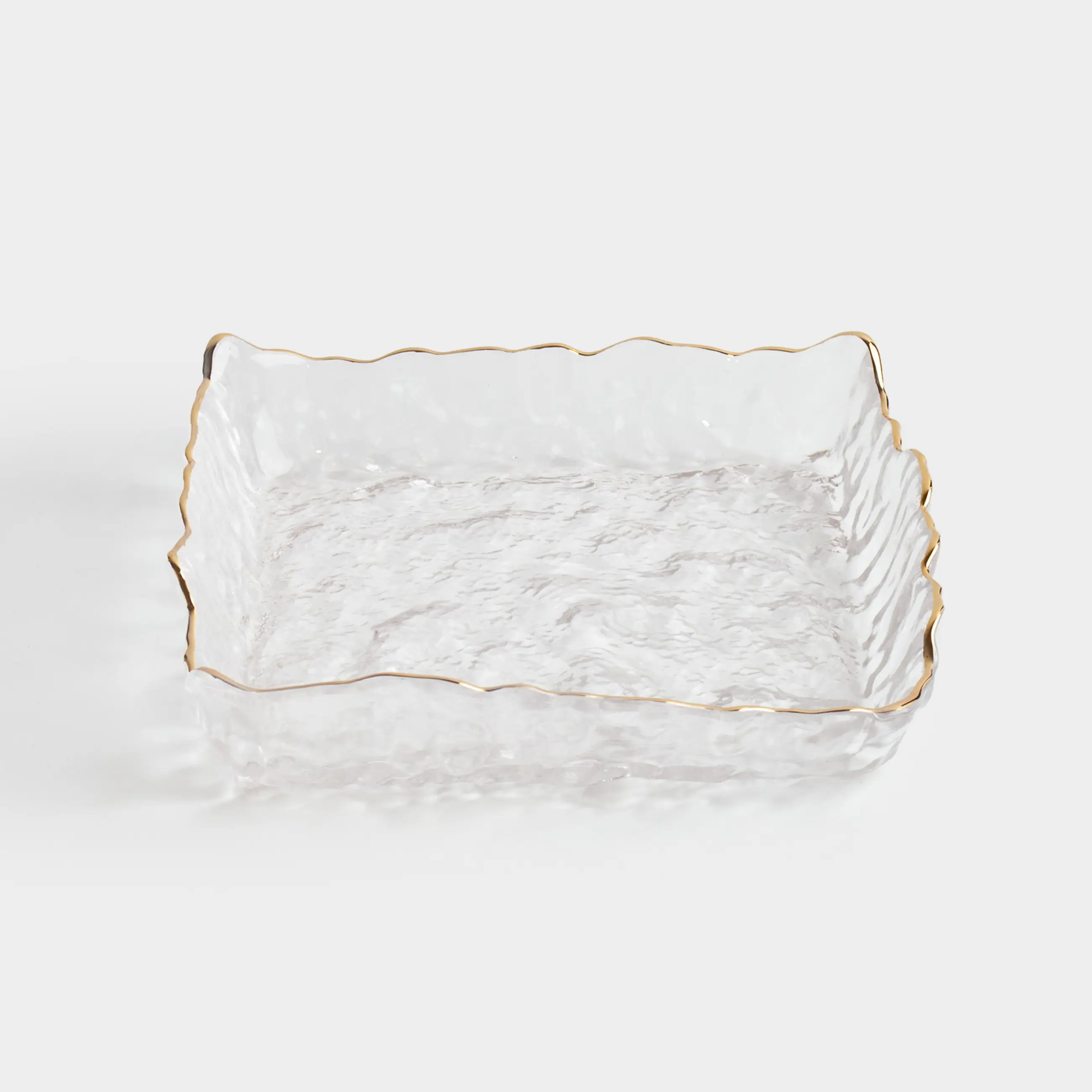 Dish, 15x15 cm, glass, square, with golden edging, Nautilus gold, image-0