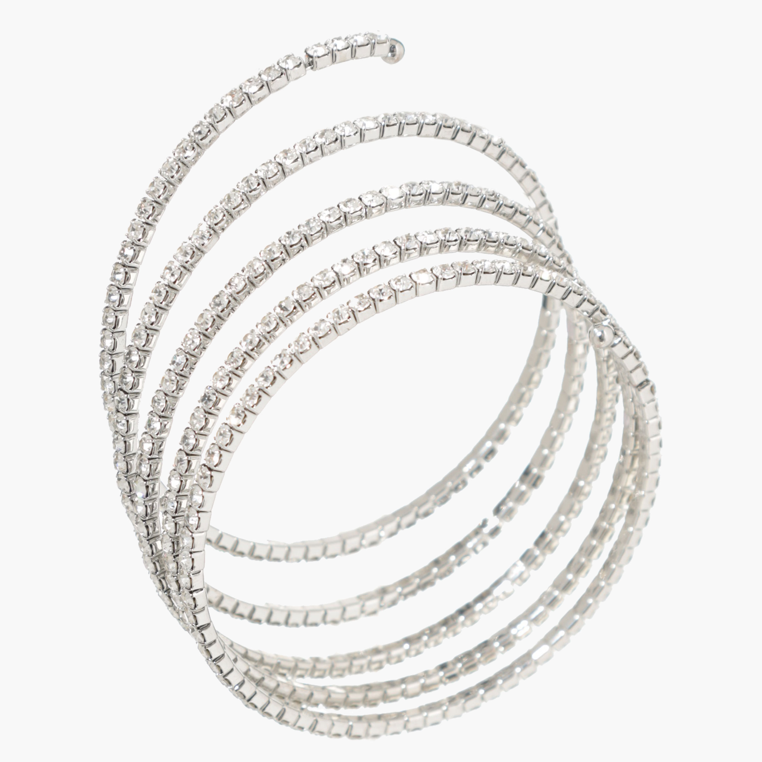 Spiral bracelet 19 cm metal rhinestones silver Crystals Jewelry crystal