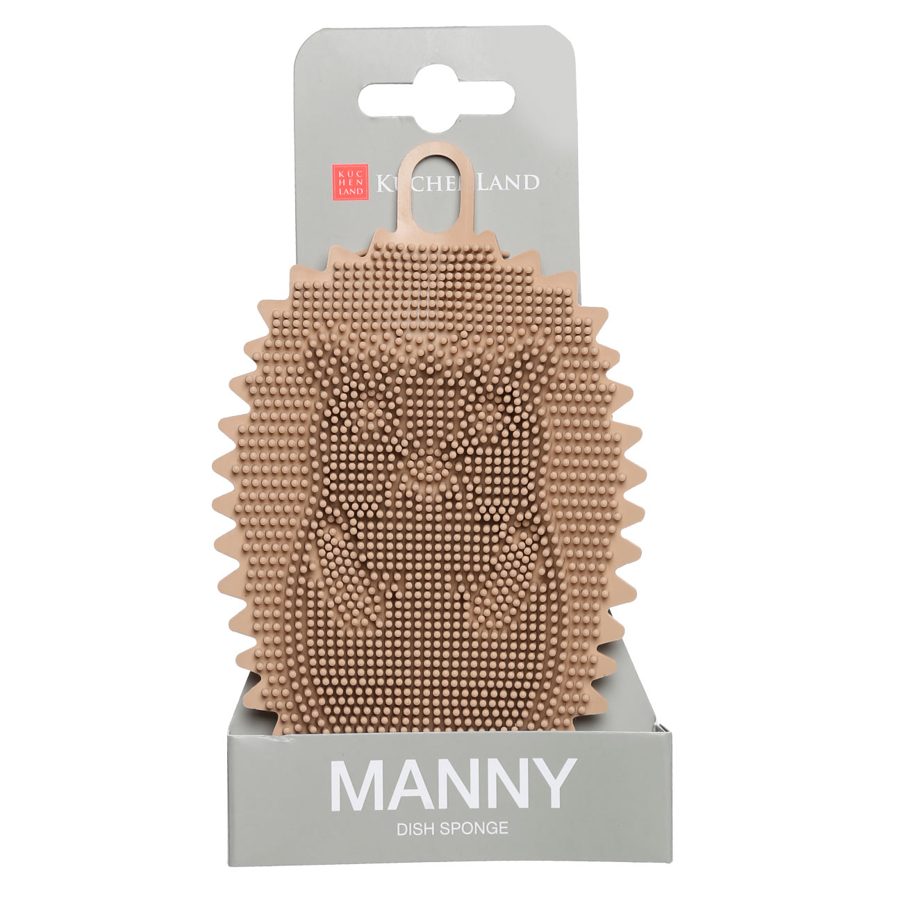 Dish washing sponge, 13 cm, Silicone, Beige, Hedgehog, Manny