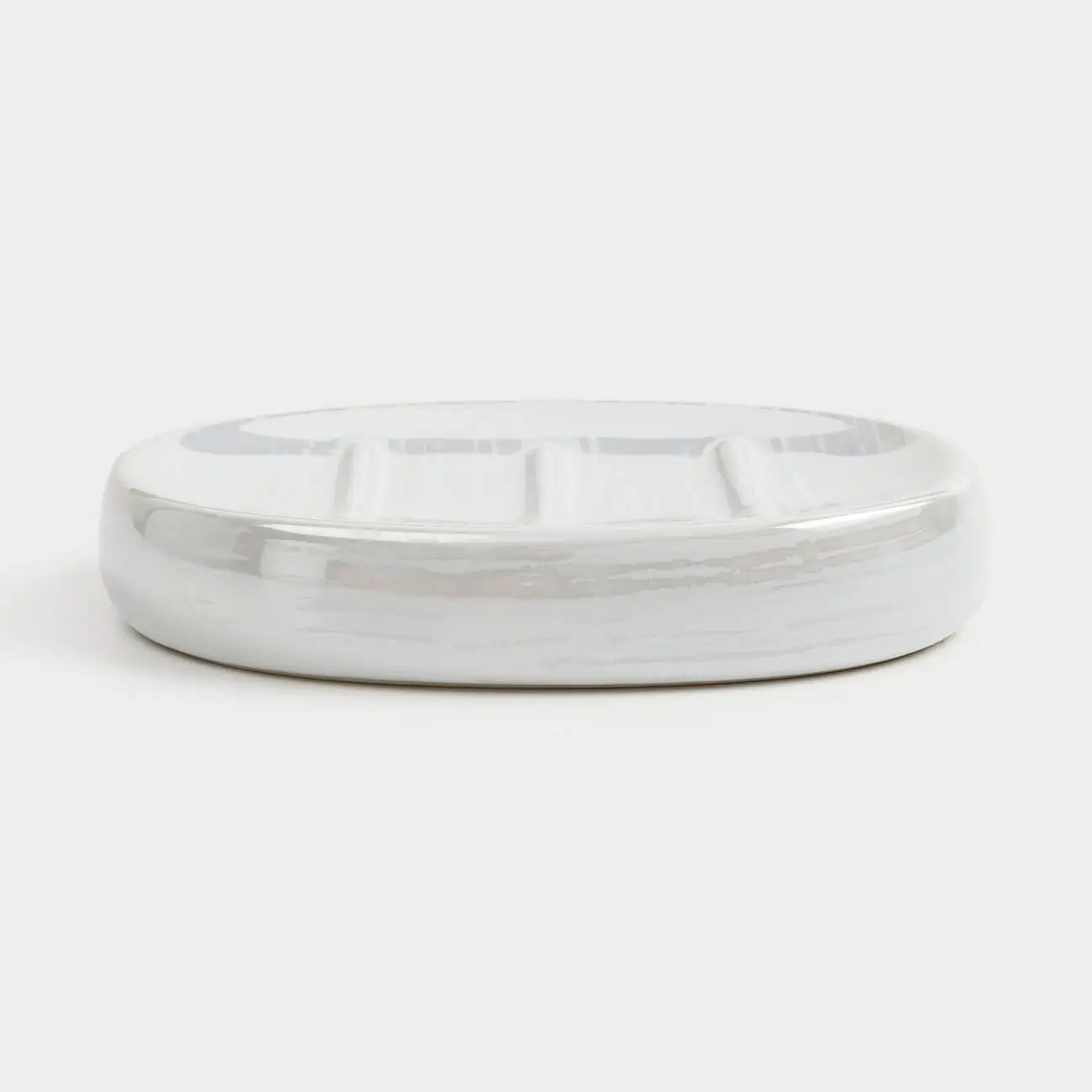 Soap dish, 12x8 cm, ceramic, white, mother of pearl, Odyssey, image-0