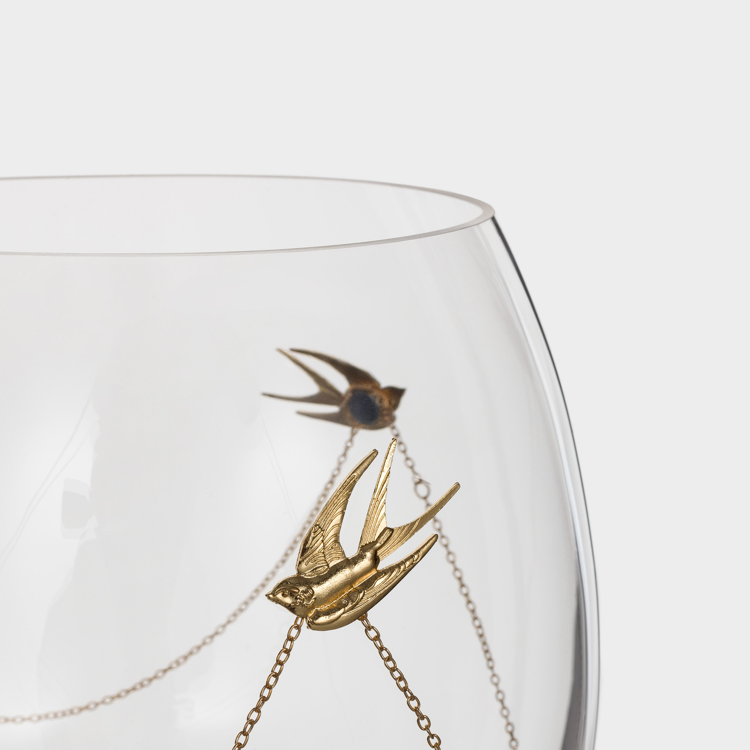 Flower vase, 20 cm, with chain, Glass / Metal, Birds, Birds, image-2