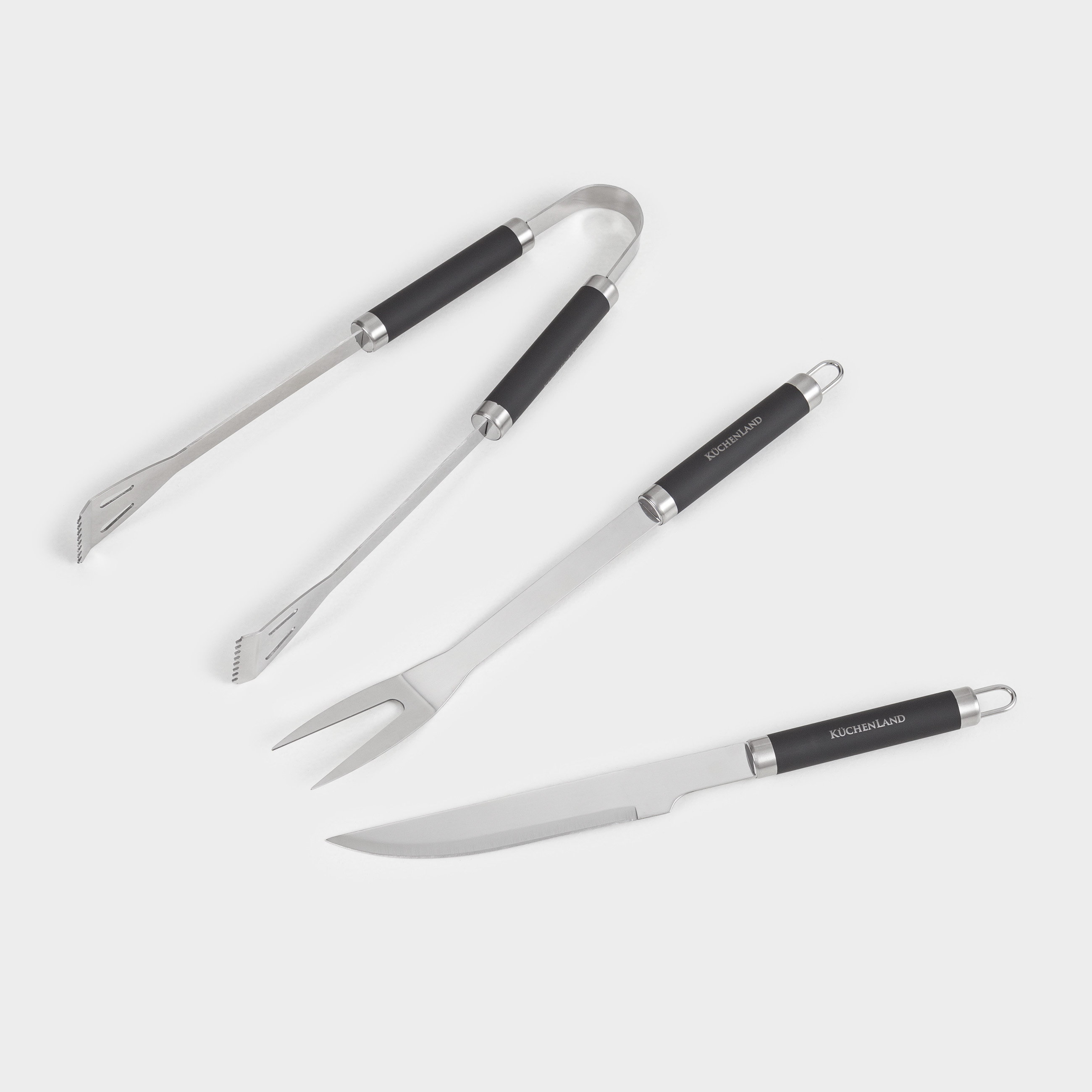 BBQ set, 3 items, in leather case, steel / plastic / eco-leather, BBQ, image-1