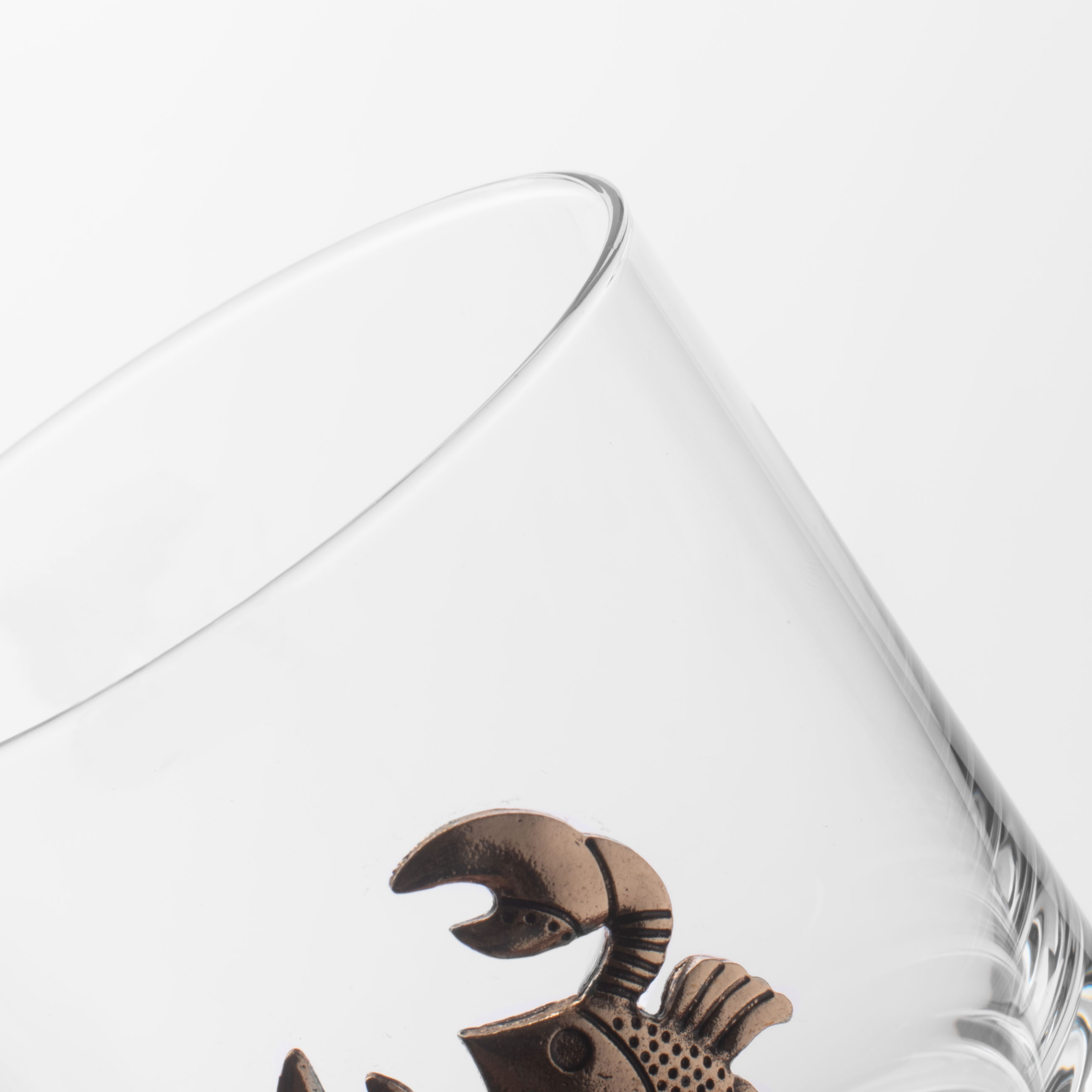 Whiskey glass, 10 cm, 340 ml, glass / metal, golden, Cancer, Zodiac, image-3