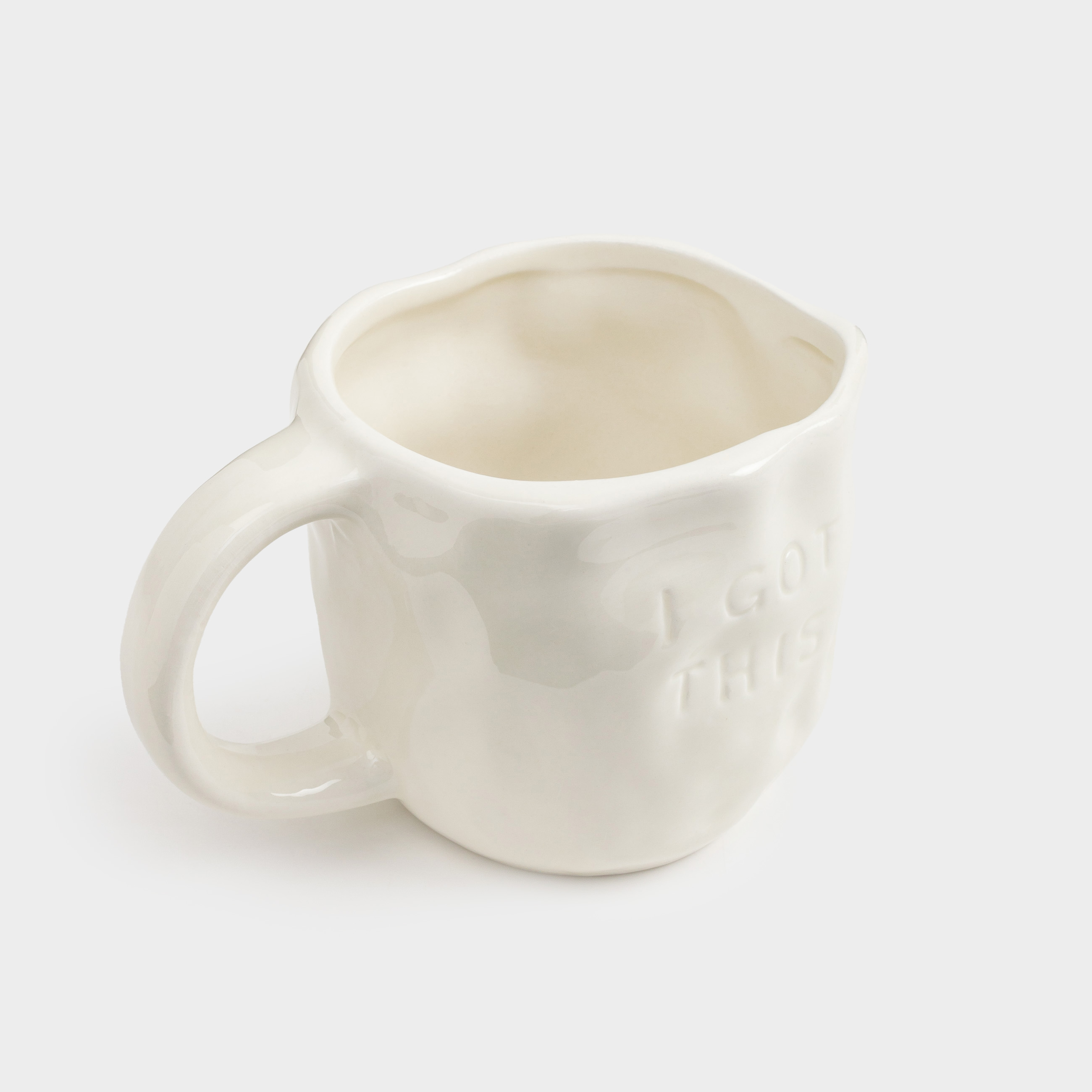 Mug, 440 ml, ceramic, milky, Crumpled effect, I got this, Crumple words           , image-1