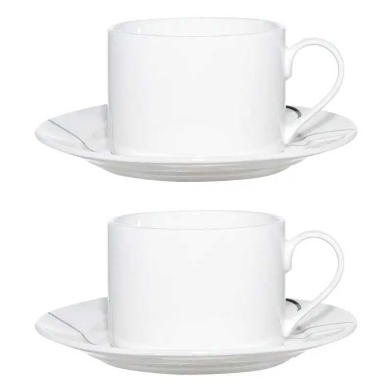 Tea pair, 2 persons, 4 items, 220 ml, porcelain N, white, Contour face, Face