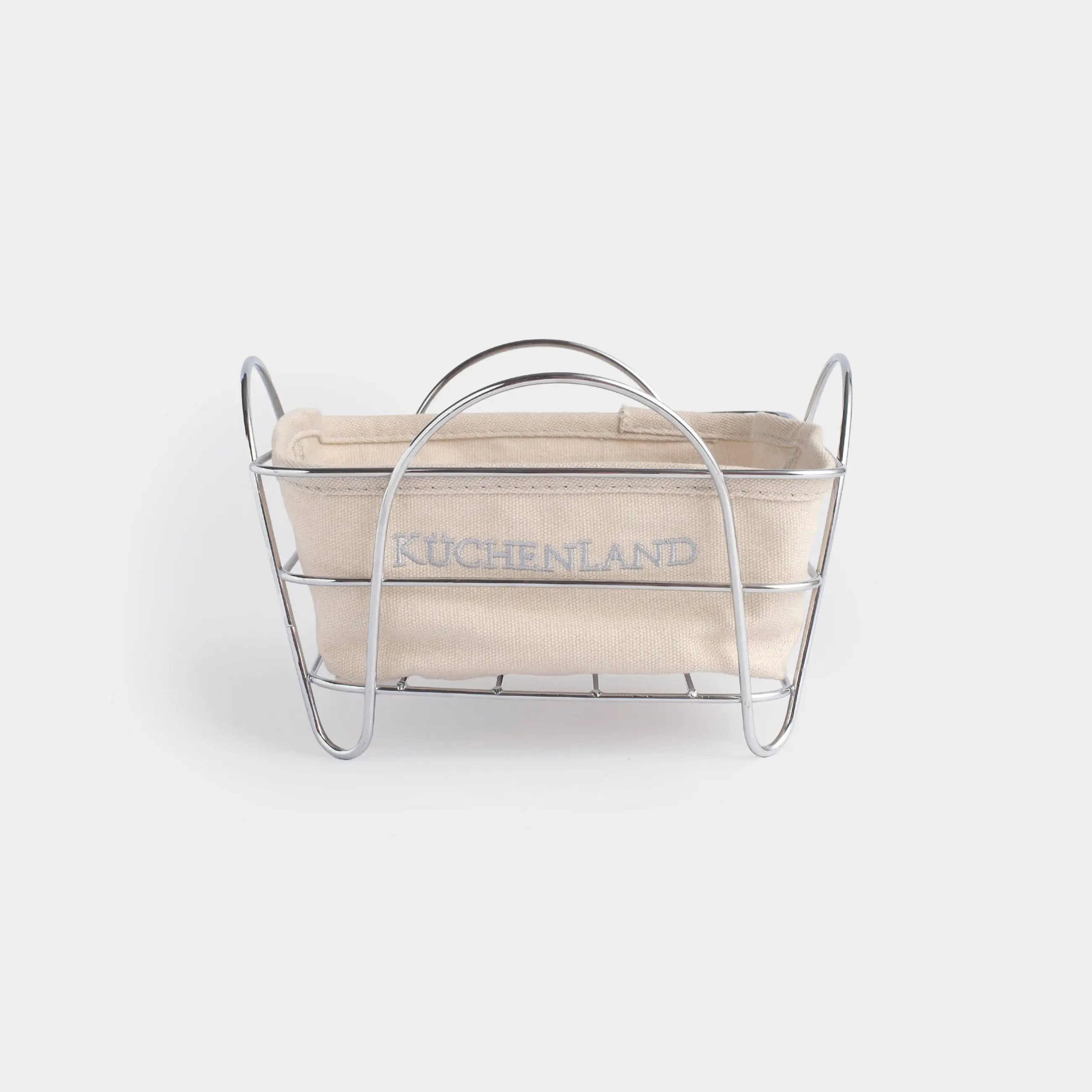 Bread basket, 21x21 cm, cotton/metal, square, Grey/silver, Twist silver