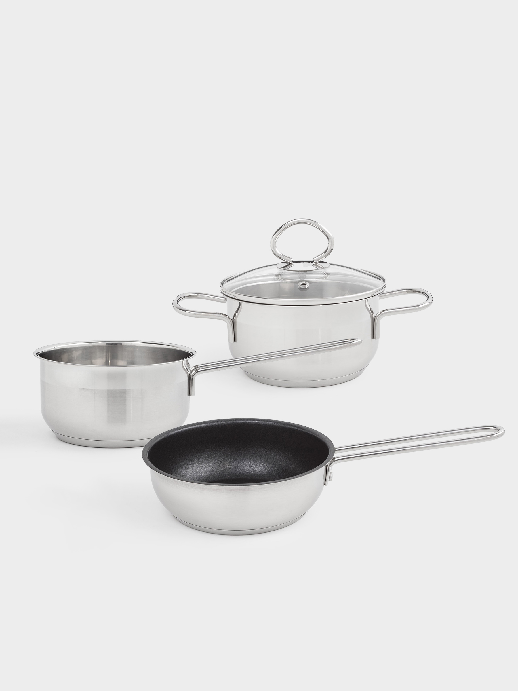 Cookware set, 3 iterms, steel / glass, Egoist lite, image-0