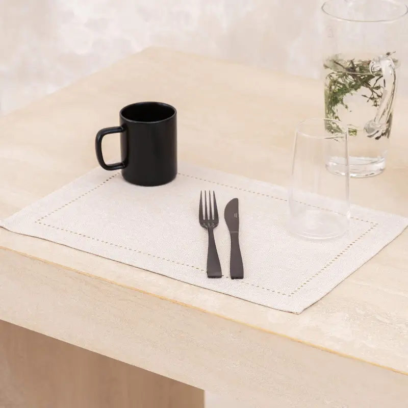 Napkin for appliances, 30x45 cm, polyester, rectangular, silver-cream, Hemstitch ,image-0