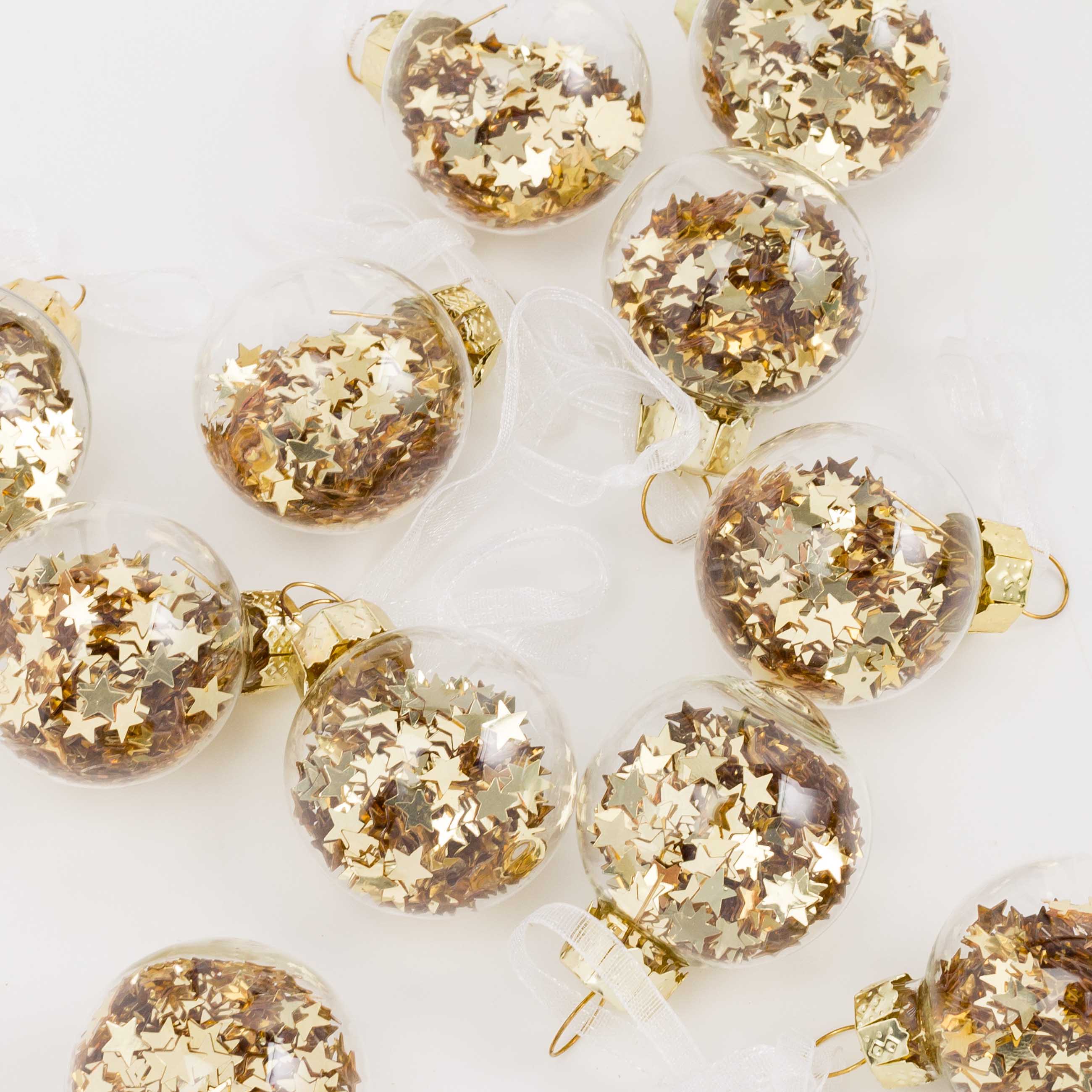 Christmas tree toy set, 4 cm, 12 pcs, glass, Ball with stars, Ball filler, image-2