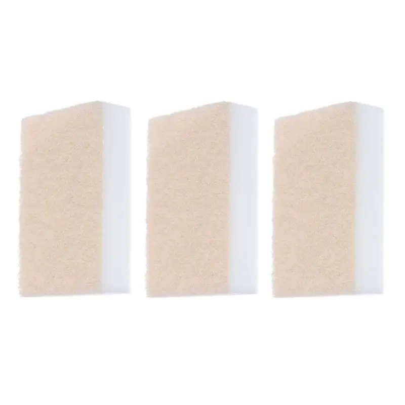 Melamine sponge, 3 pcs, with abrasive insert, beige, Clean