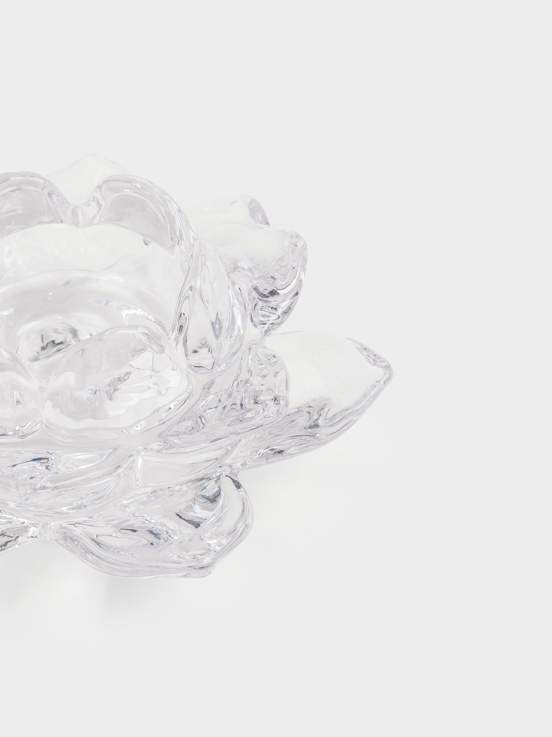 Candlestick, 12 cm, for tea / thin candle, glass, Lotus, Lotus, image-3
