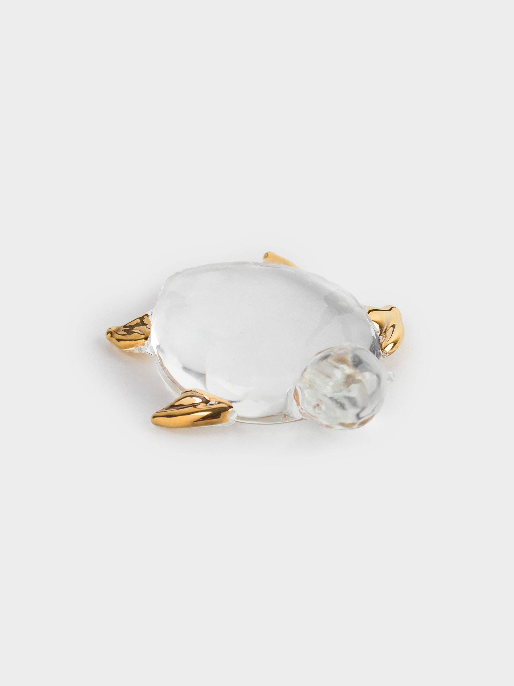 Statuette, 5 cm, glass, golden, Turtle, Vitreous, image-3