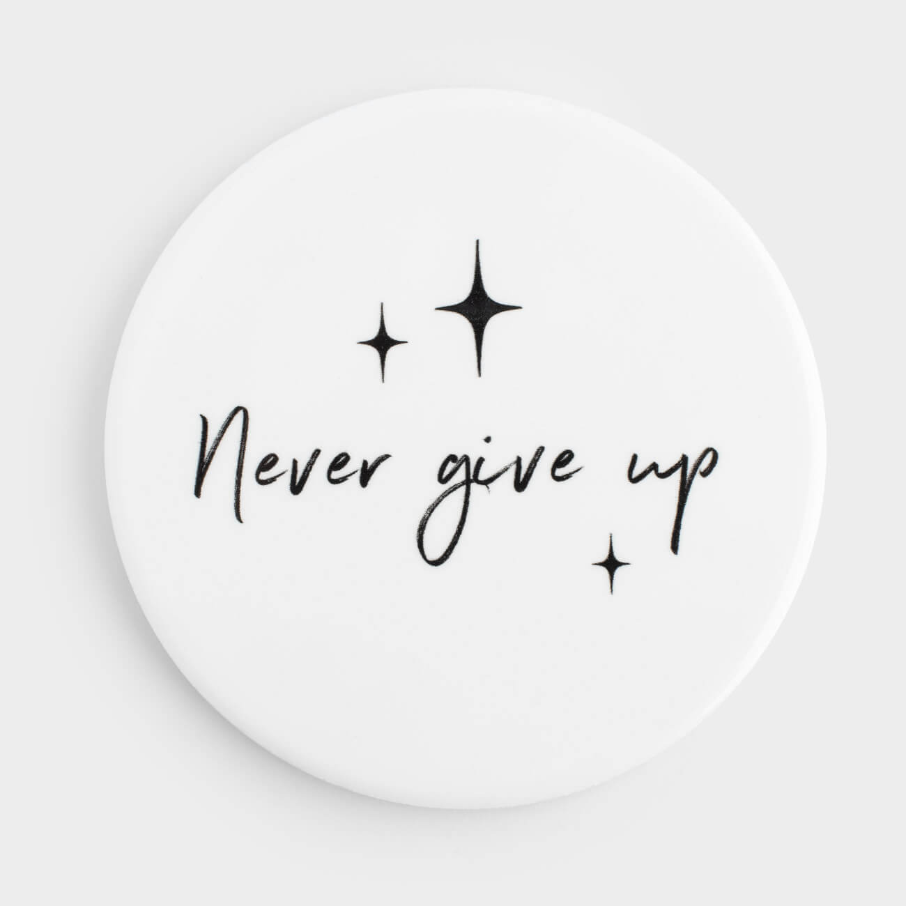 Coaster, 11 cm, ceramic / cork, round, White, Scroll