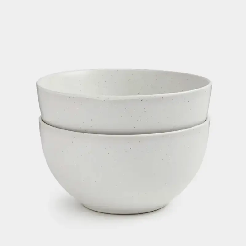 Soup plate, 14x7 cm, 2 pcs, ceramic, milk, speckled, Particle ,image-0