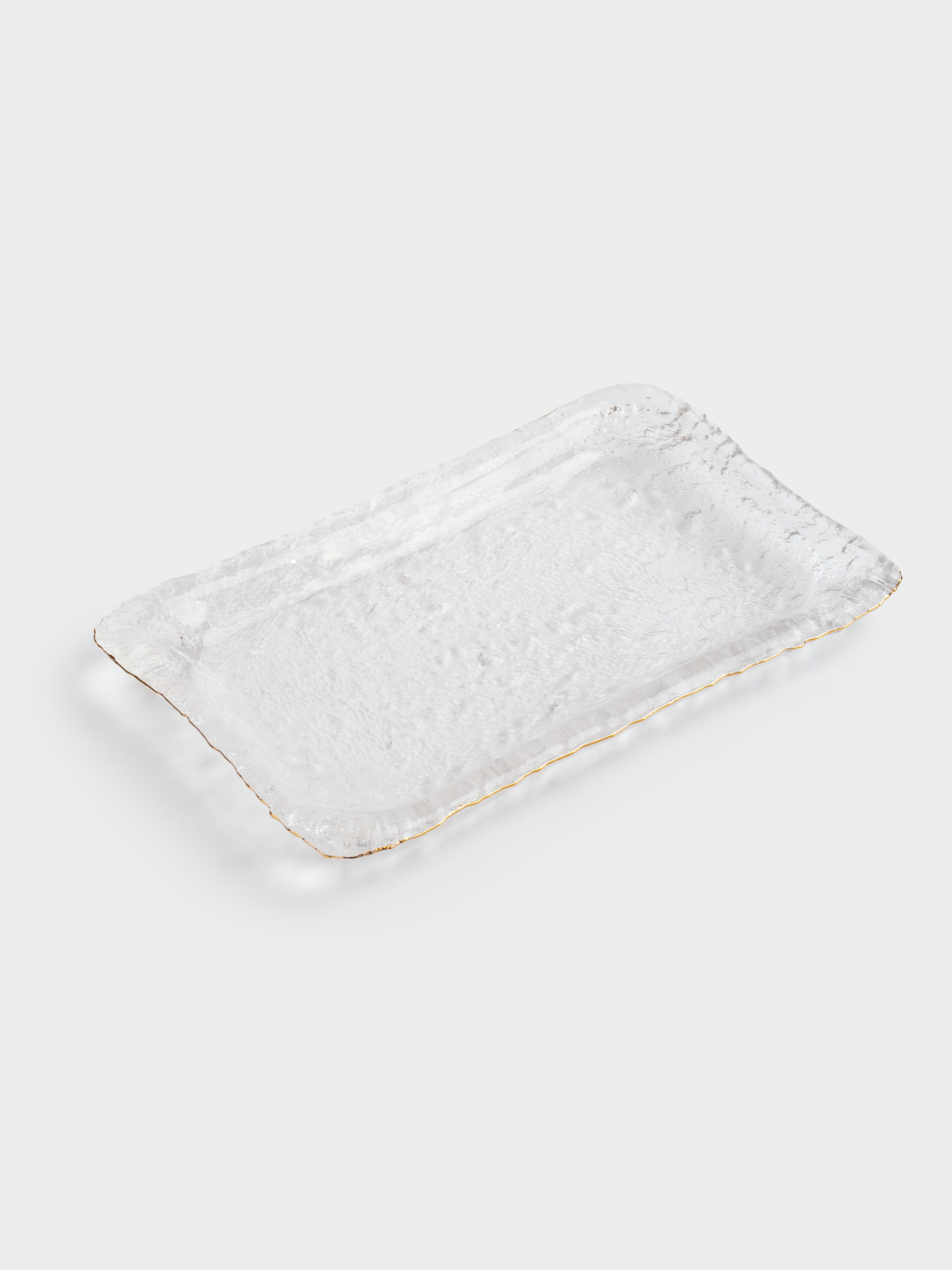Dish, 14x23 cm, rectangular glass, with golden edging, Nautilus gold, image-2