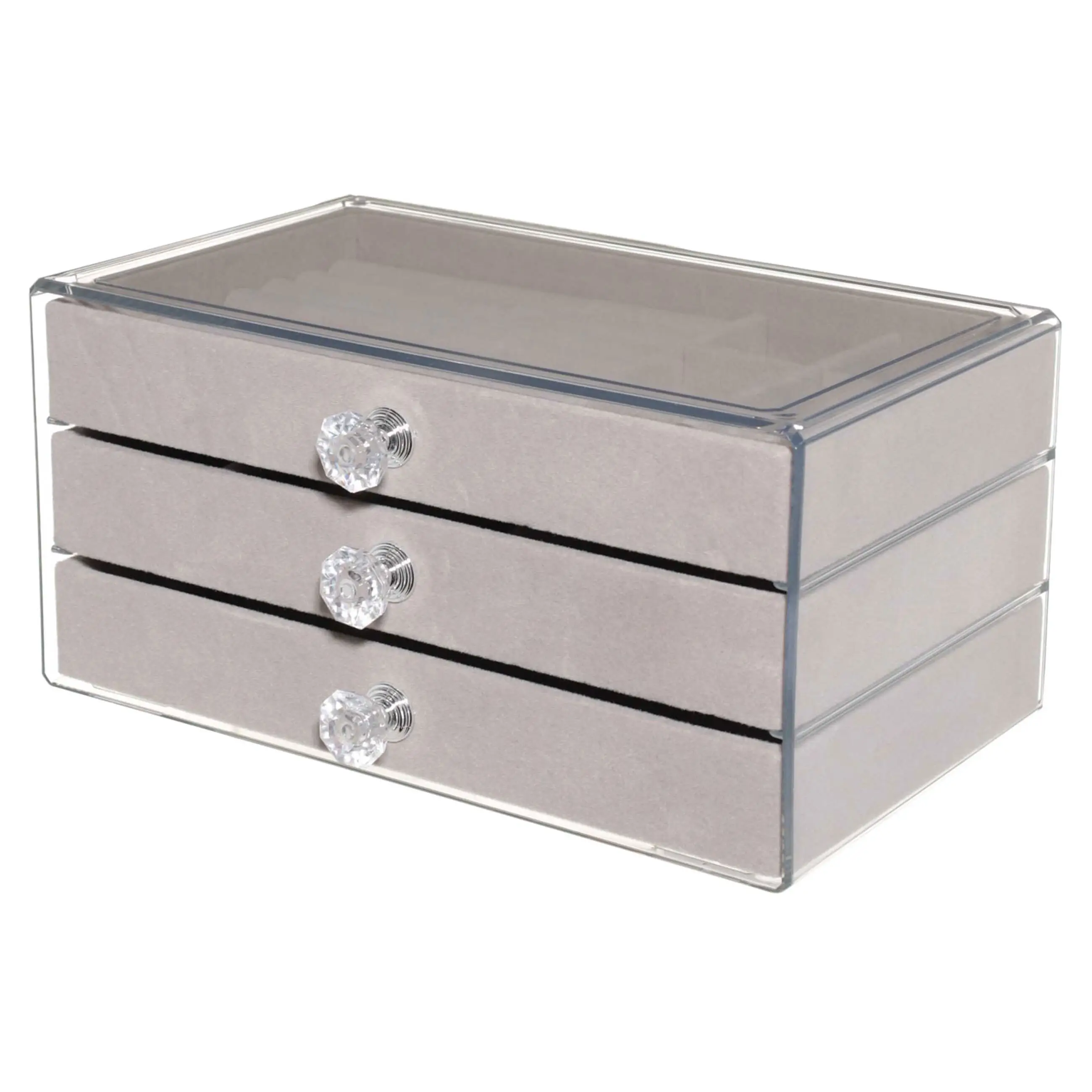 Jewelry box, 22x13 cm, plastic / velvet, grey, Affluence, image-0