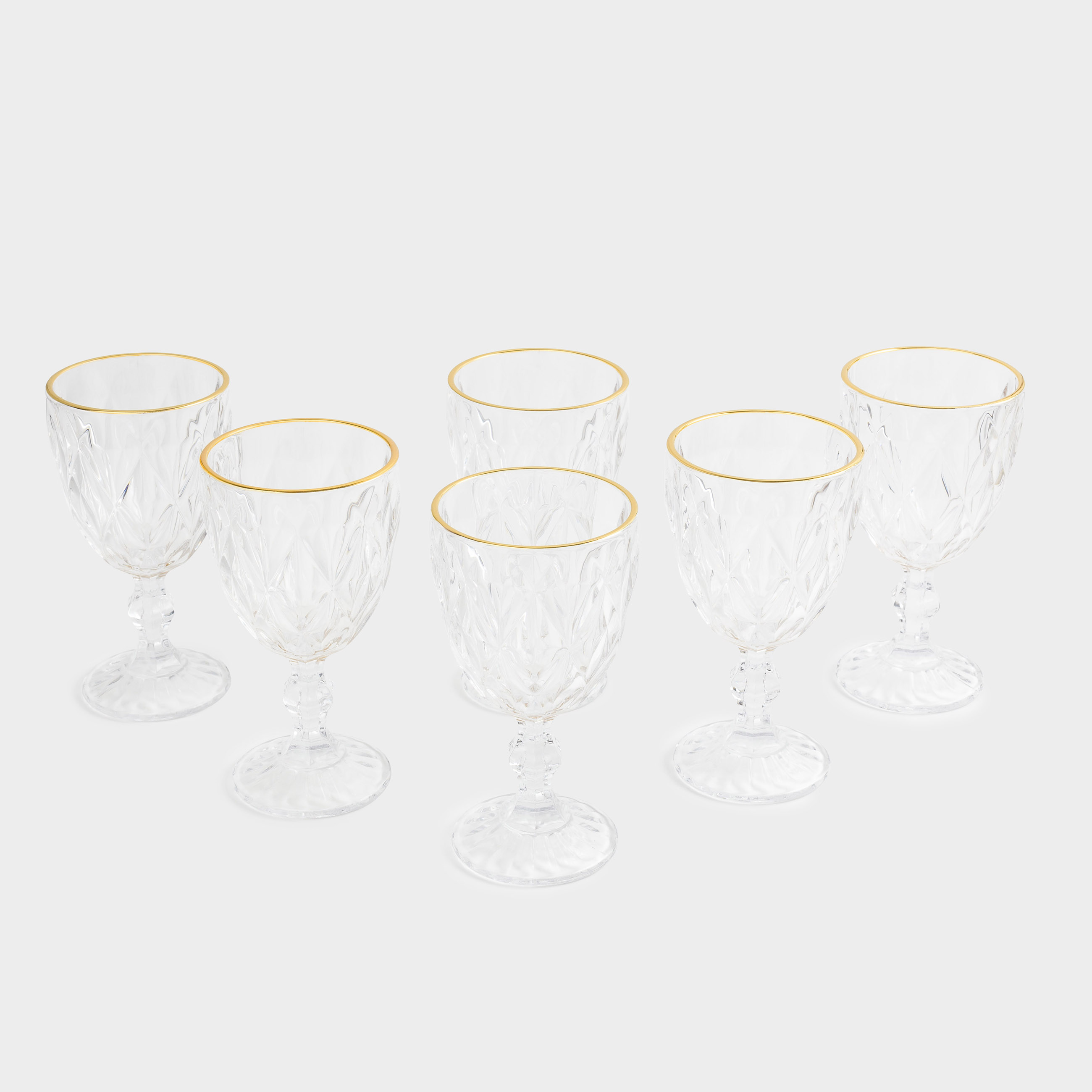 Wine glass, 300 ml, 6 pcs, glass R, with golden edging, Rhomb gold