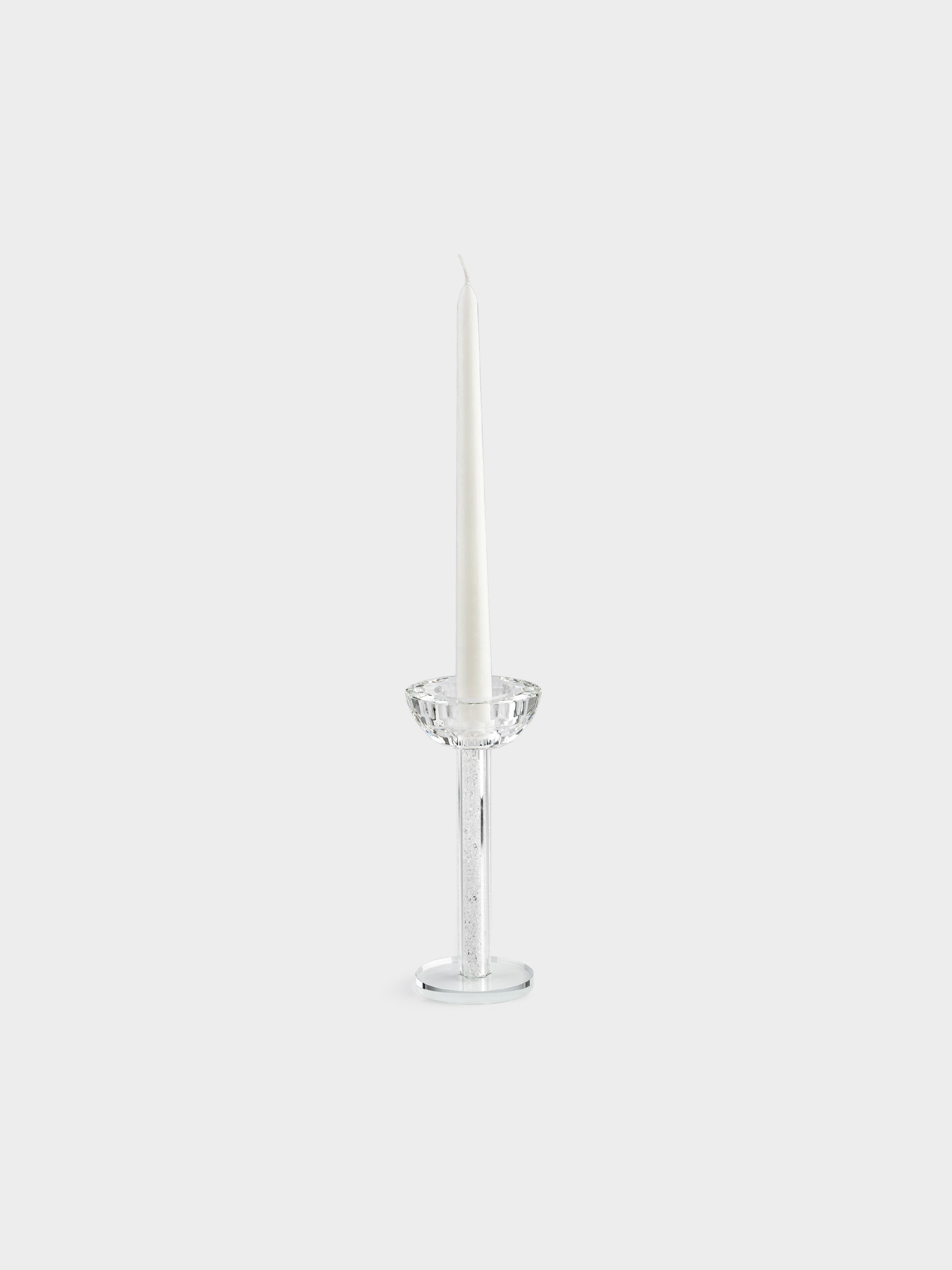 Candle holder, 18 cm, on a leg, glass / rhinestones, Crystal, Crystal, image-4