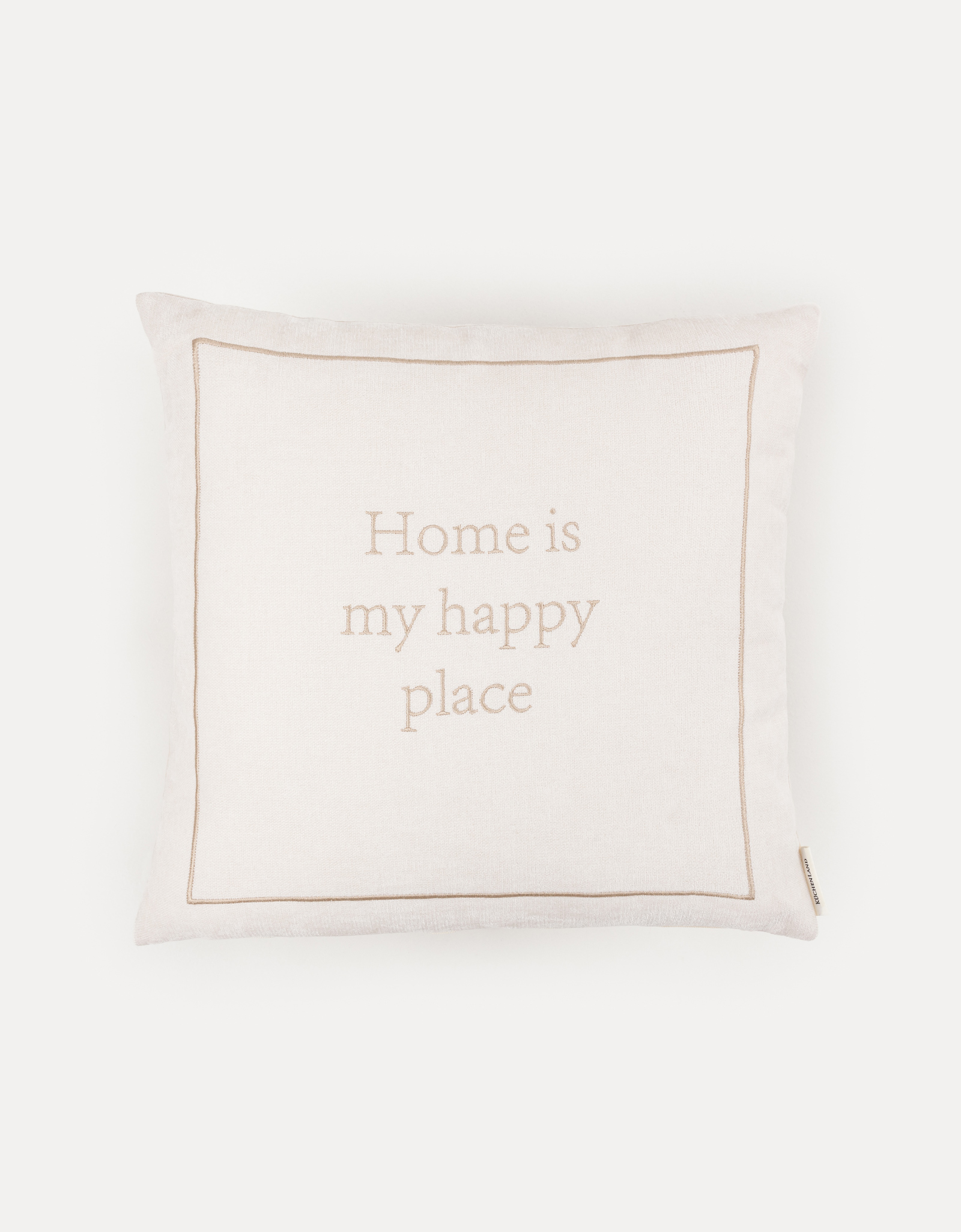 Decorative pillow, 45x45 cm, chenille/corduroy, milk, Home is my happy place, Chenill