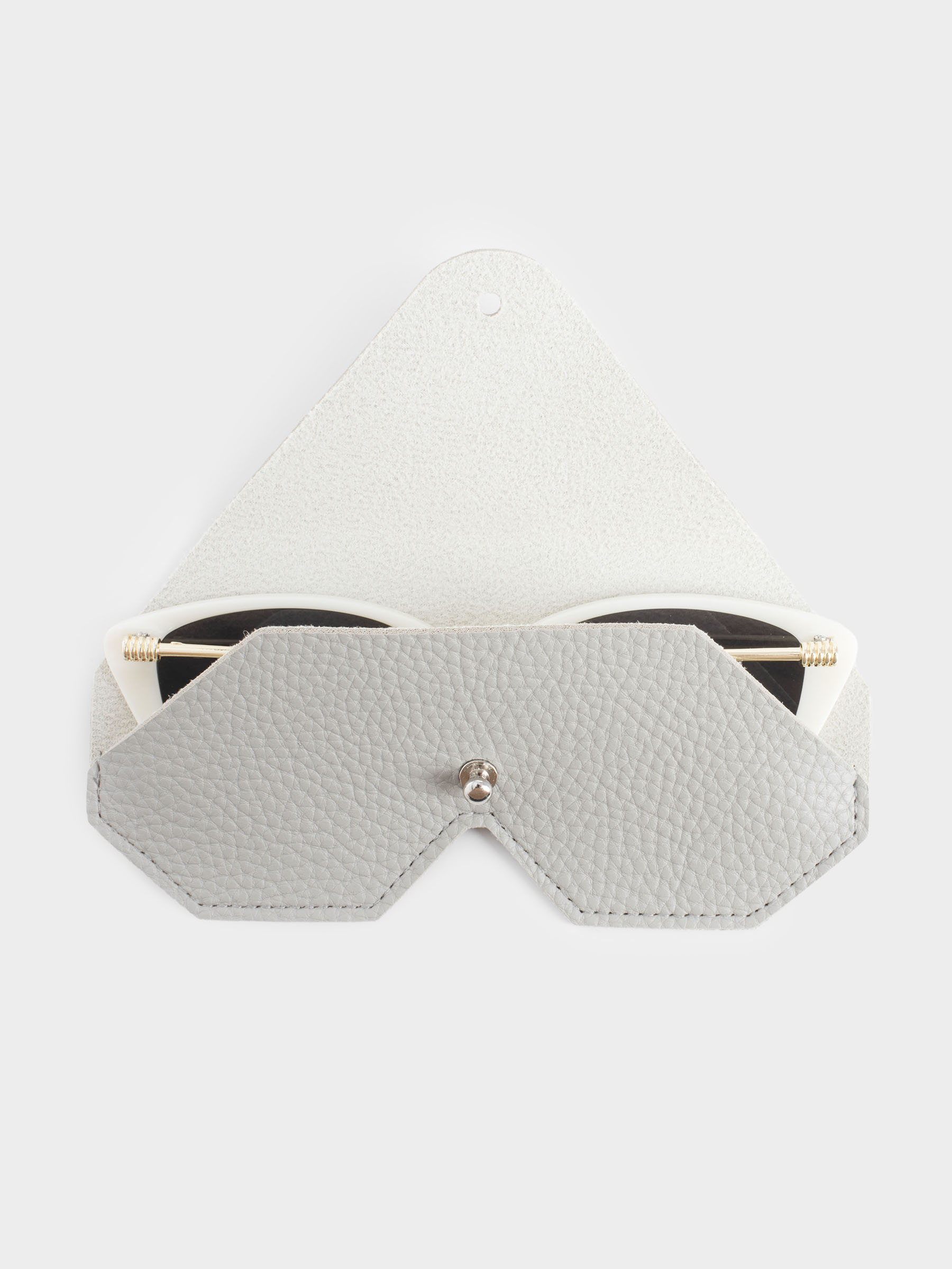 Eyeglass case, 16x8 cm, polyurethane, grey, Memo