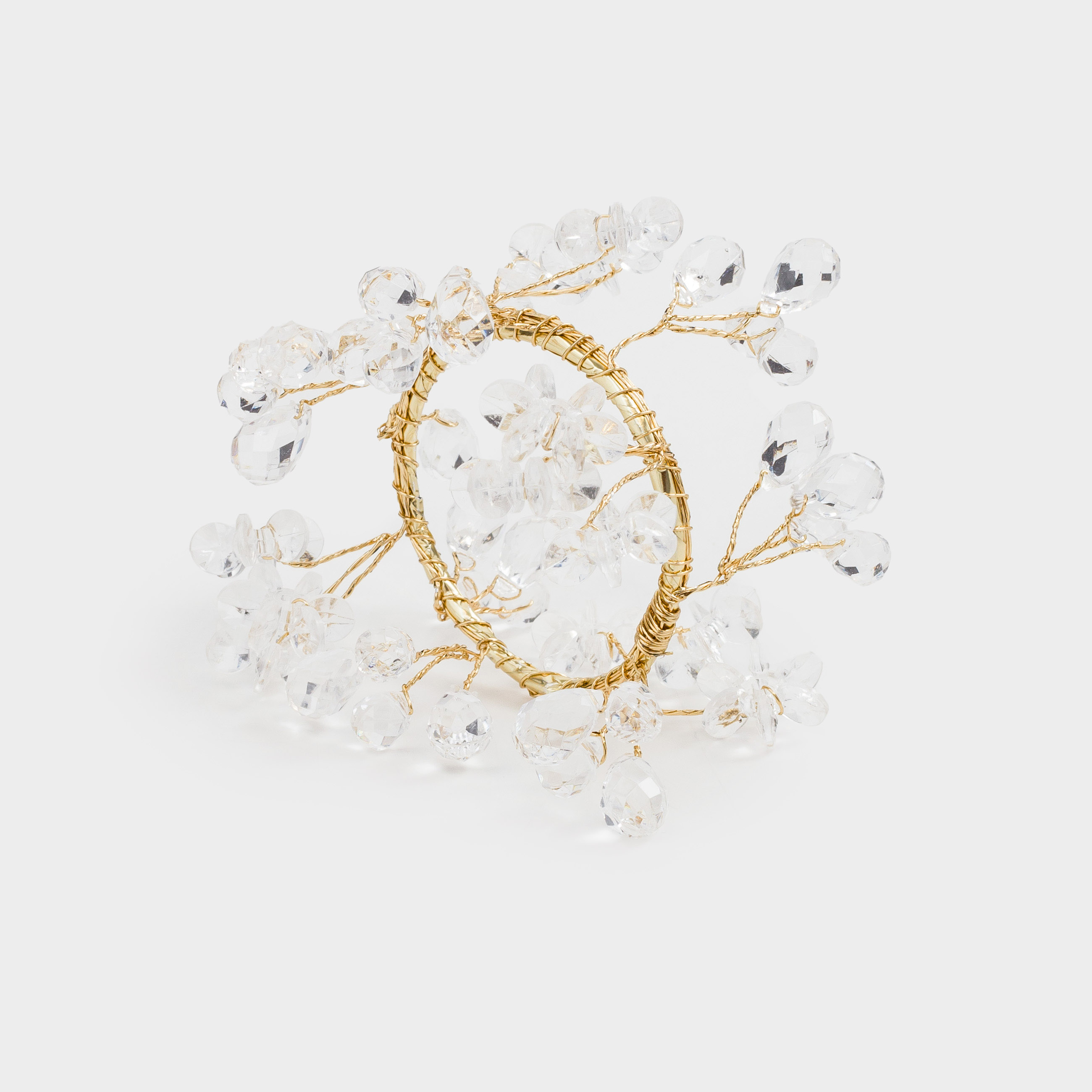 Napkin ring, 5 cm, plastic / acrylic, gold, Crystals, Crystal decor
