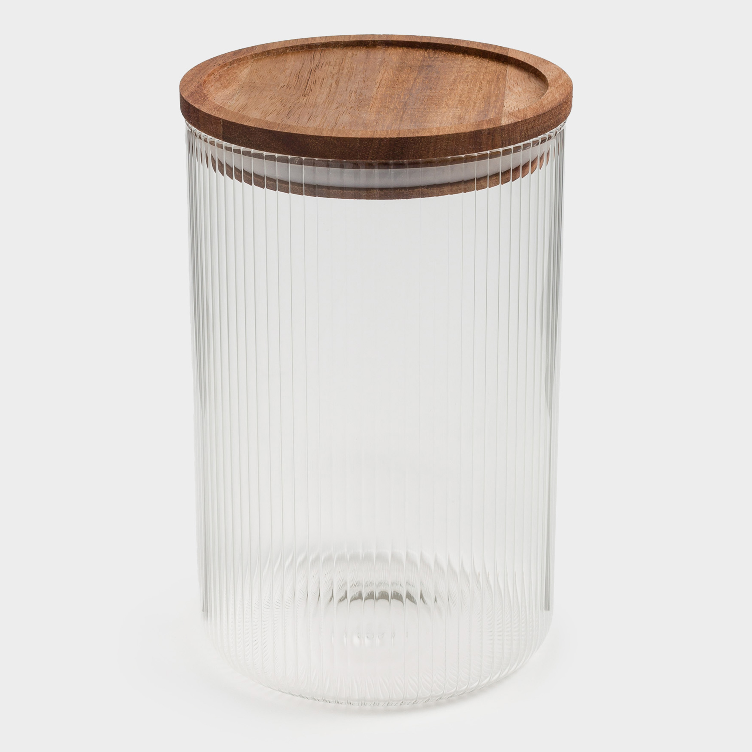 Can for bulk products, 1,2 l, glass B / wood, Ravi wood, image-1