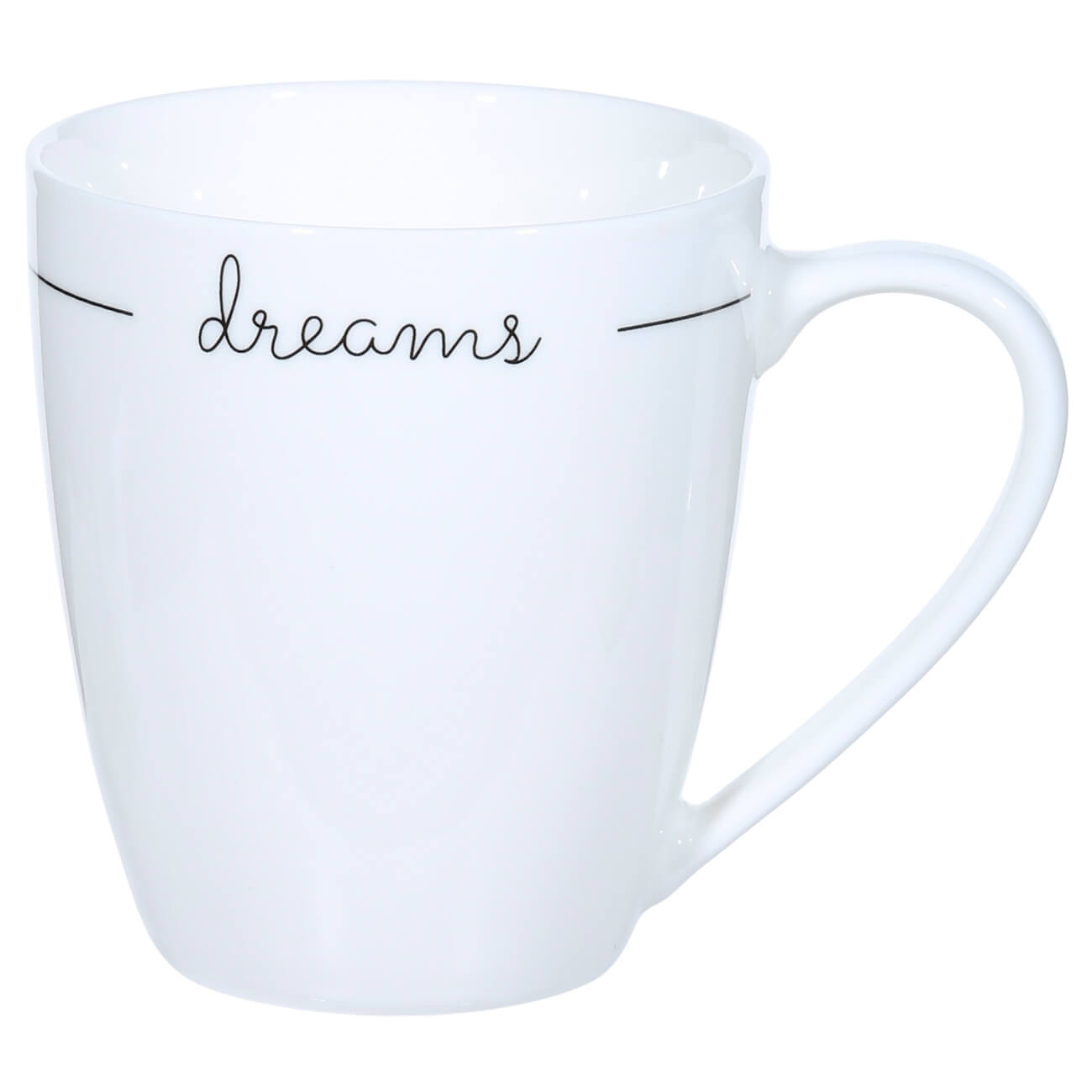Mug, 360 ml, porcelain N, white, Dreams, Scroll white