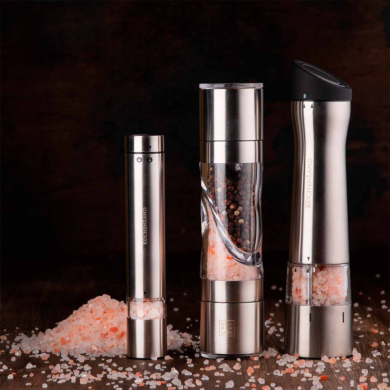 Spice mill, 24 cm, electric, steel / plastic, LED B, beveled, Classic