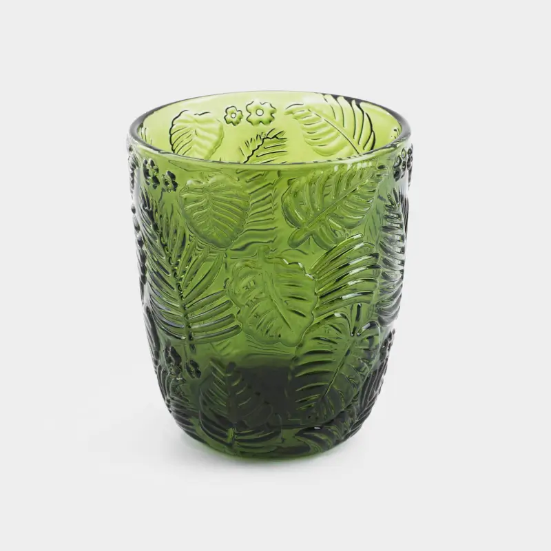 Glass, 10 cm, 300 ml, glass R, green, Monstera, Tropical leaves ,image-0