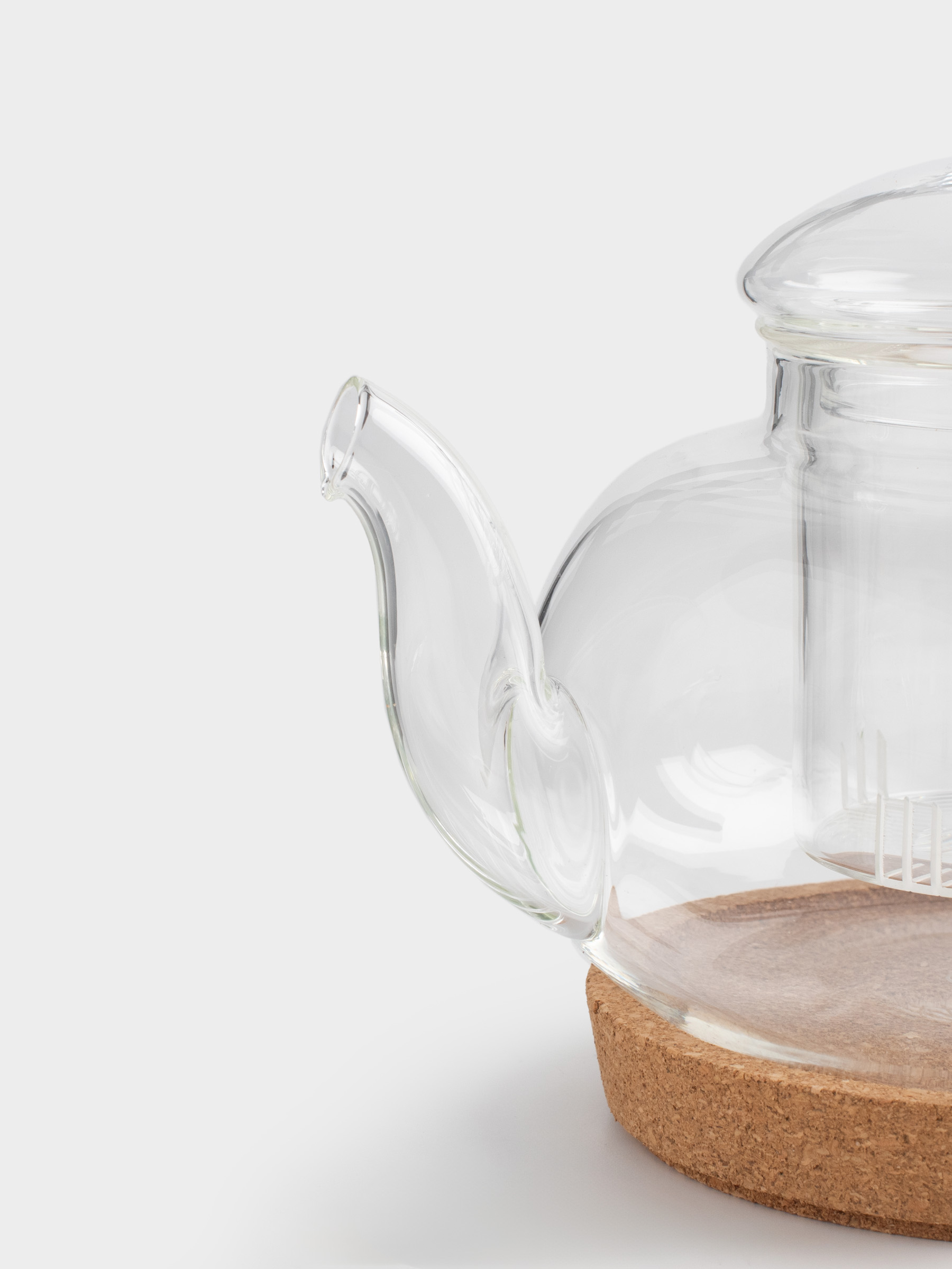 Teapot, 800 ml, on a stand, glass B / cork, Clear cork, image-1